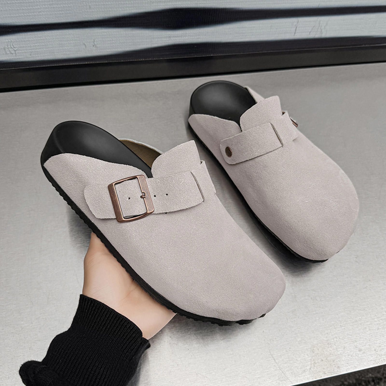 Other Stylish Gray Suede Clogs with Buckle Size US 9 / EU 42 - 5 Thumbnail