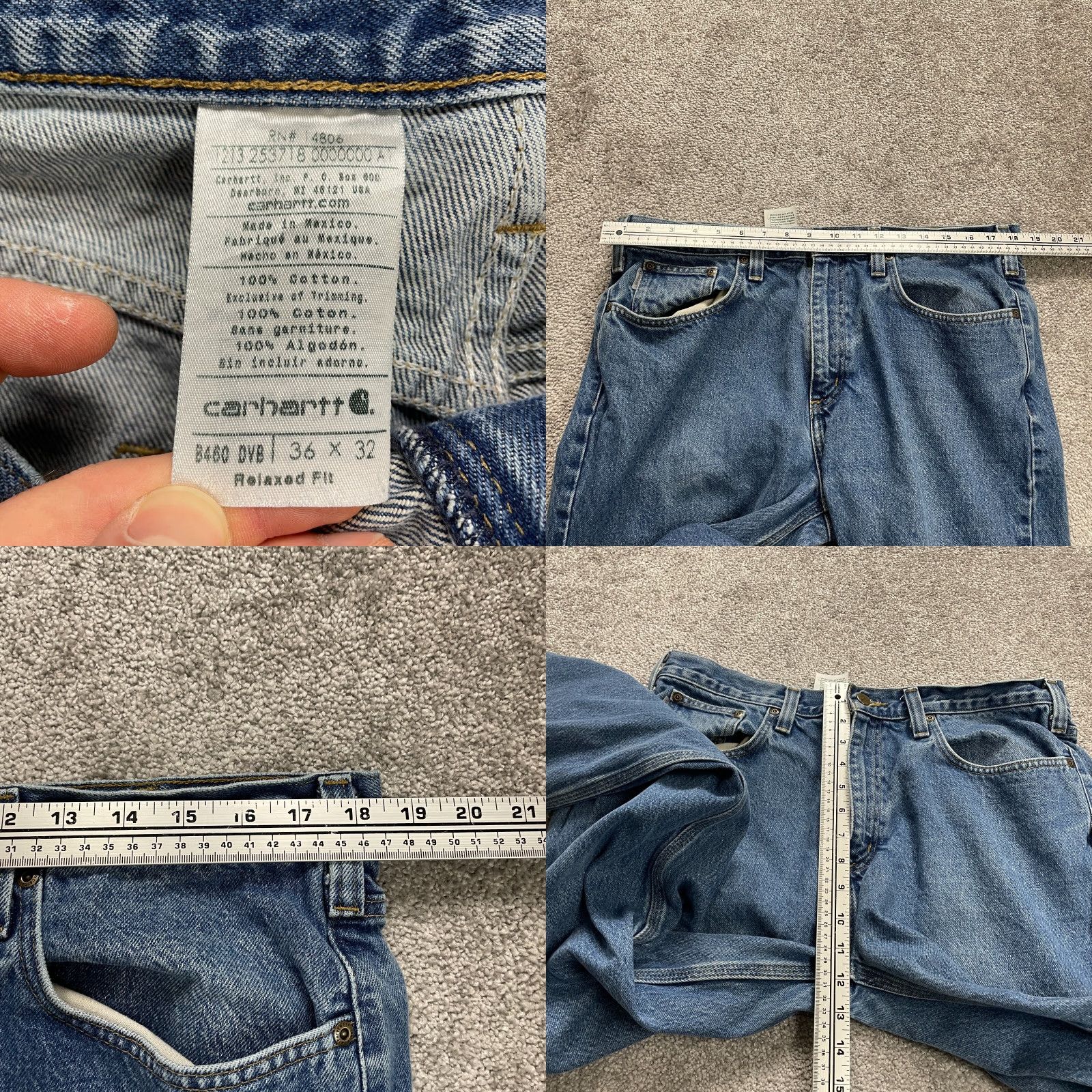 Carhartt Carhartt Jeans Mens 37x32 Relaxed Fit Denim Straight Medium Wash Blue 37in Inseam USA Logo Pants Mens Pare? Size US 37 - 8 Thumbnail