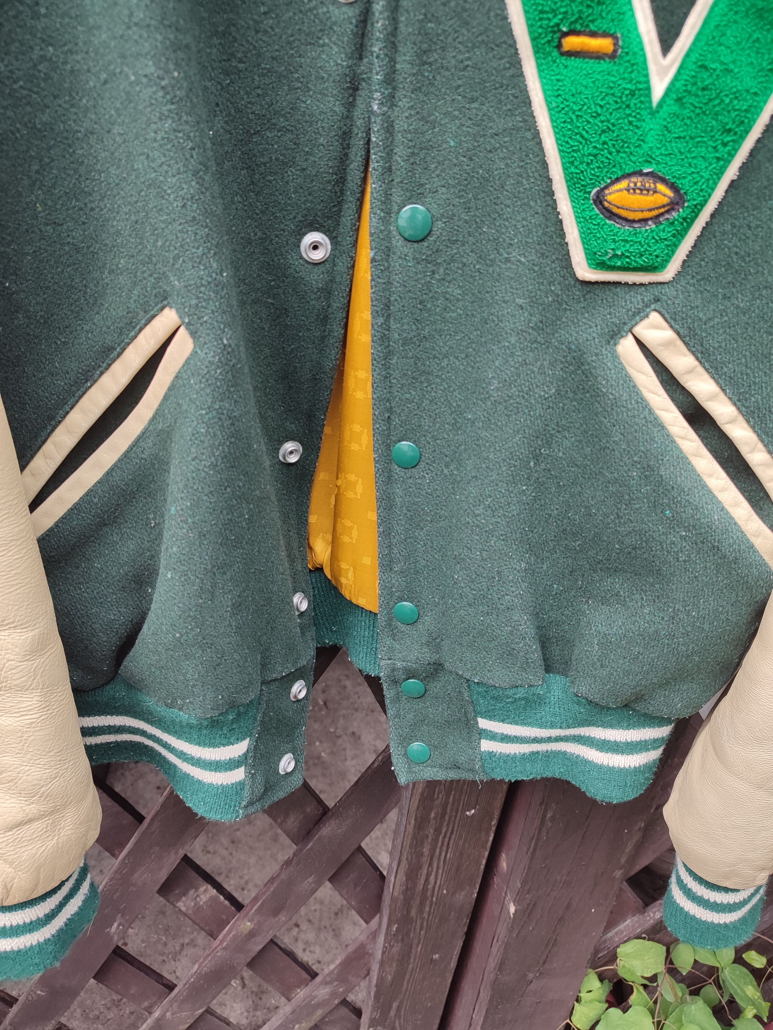 Vintage 70s Varsity jacket bottle green Size US L / EU 52-54 / 3 - 7 Thumbnail
