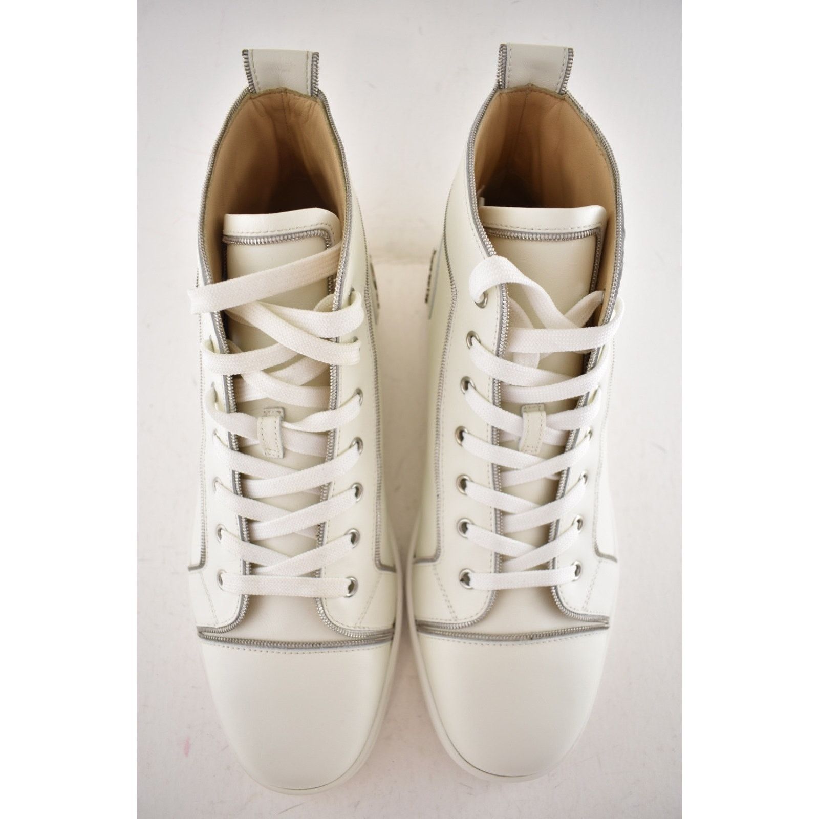 Christian Louboutin Mens Louis Z Flat White Zipper High Top Sneakers 43.5 10.5 Size US 10.5 / EU 43-44 - 9 Thumbnail