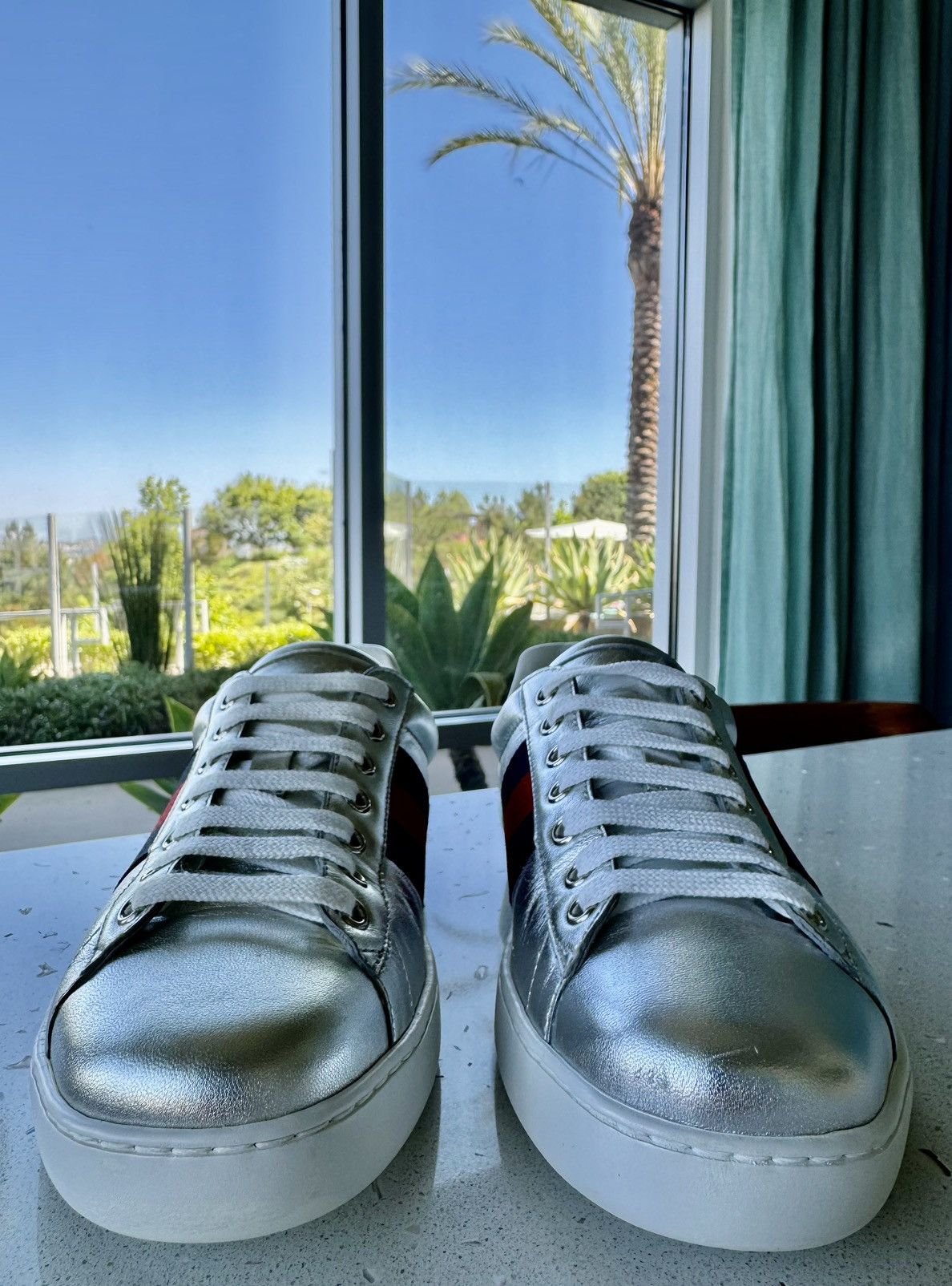 Gucci Ace Metallic Leather Low-Top Sneaker Size US 7.5 / EU 40-41 - 3 Thumbnail