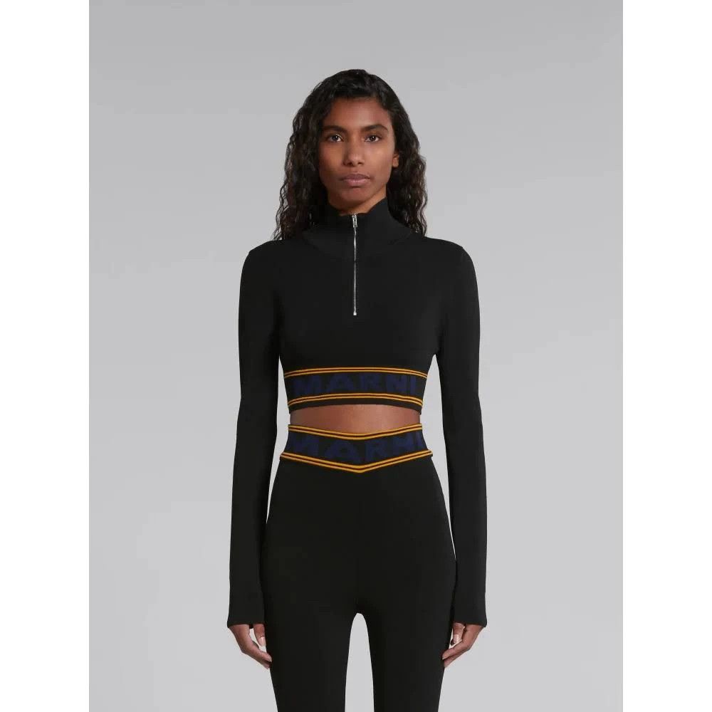 Marni o1w1db10824 Cropped Jumper in Black Size XL / US 12-14 / IT 48-50 - 2 Thumbnail