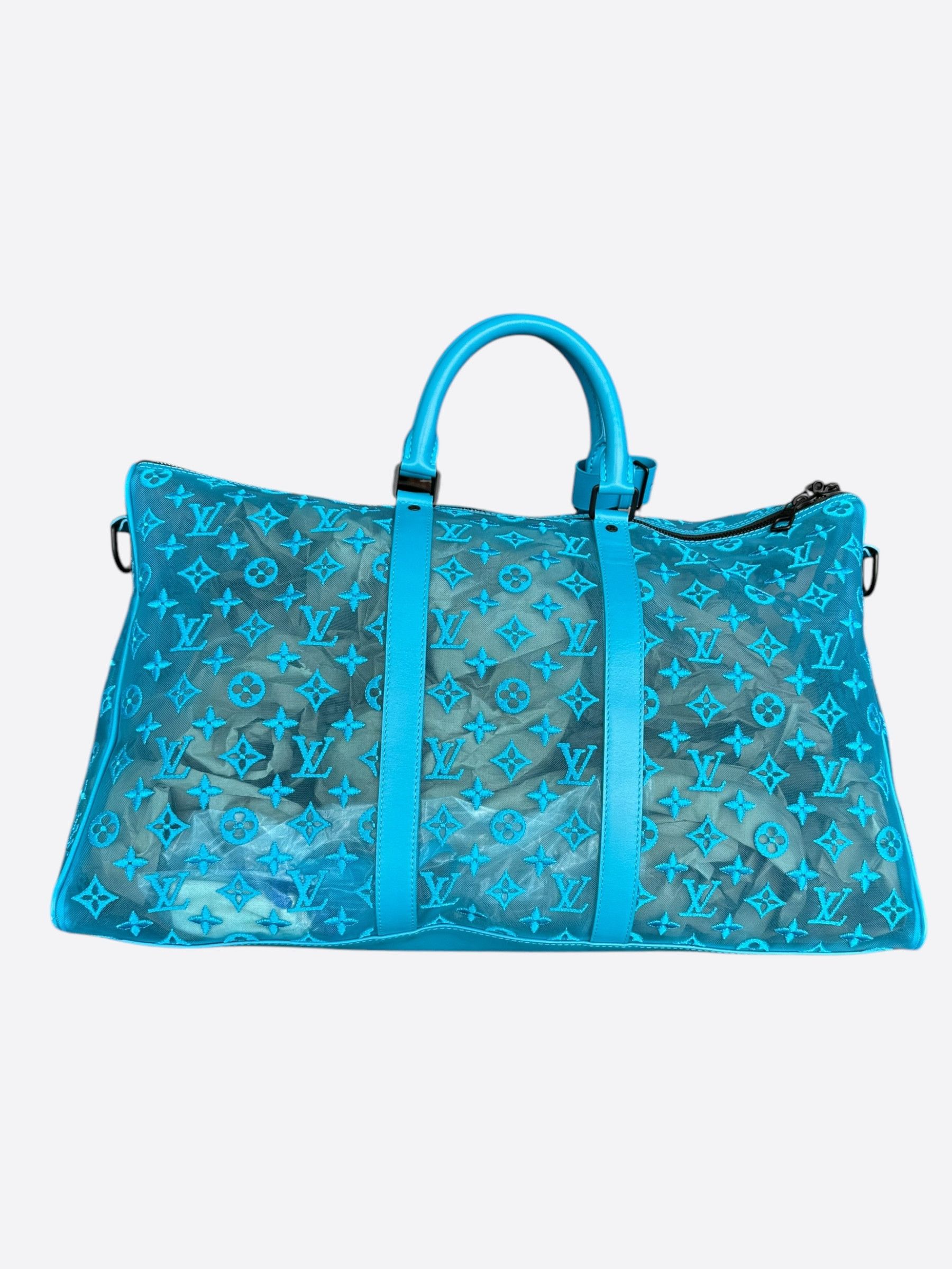 Louis Vuitton Blue Mesh Monogram Triangle Keepall 50