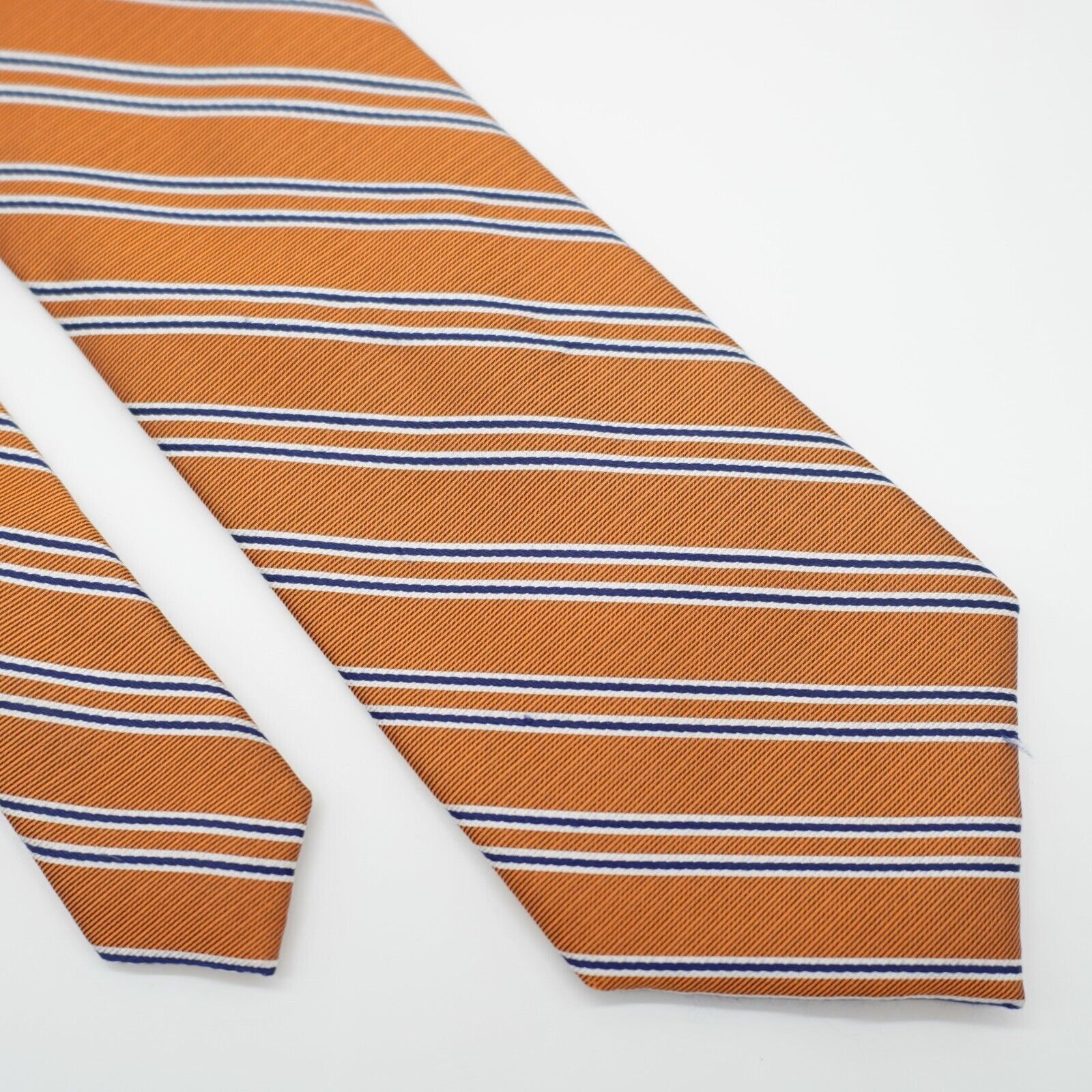 Jos. A. Bank Jos A Bank Executive Orange Blue Striped Woven Silk Tie Size ONE SIZE - 1 Thumbnail