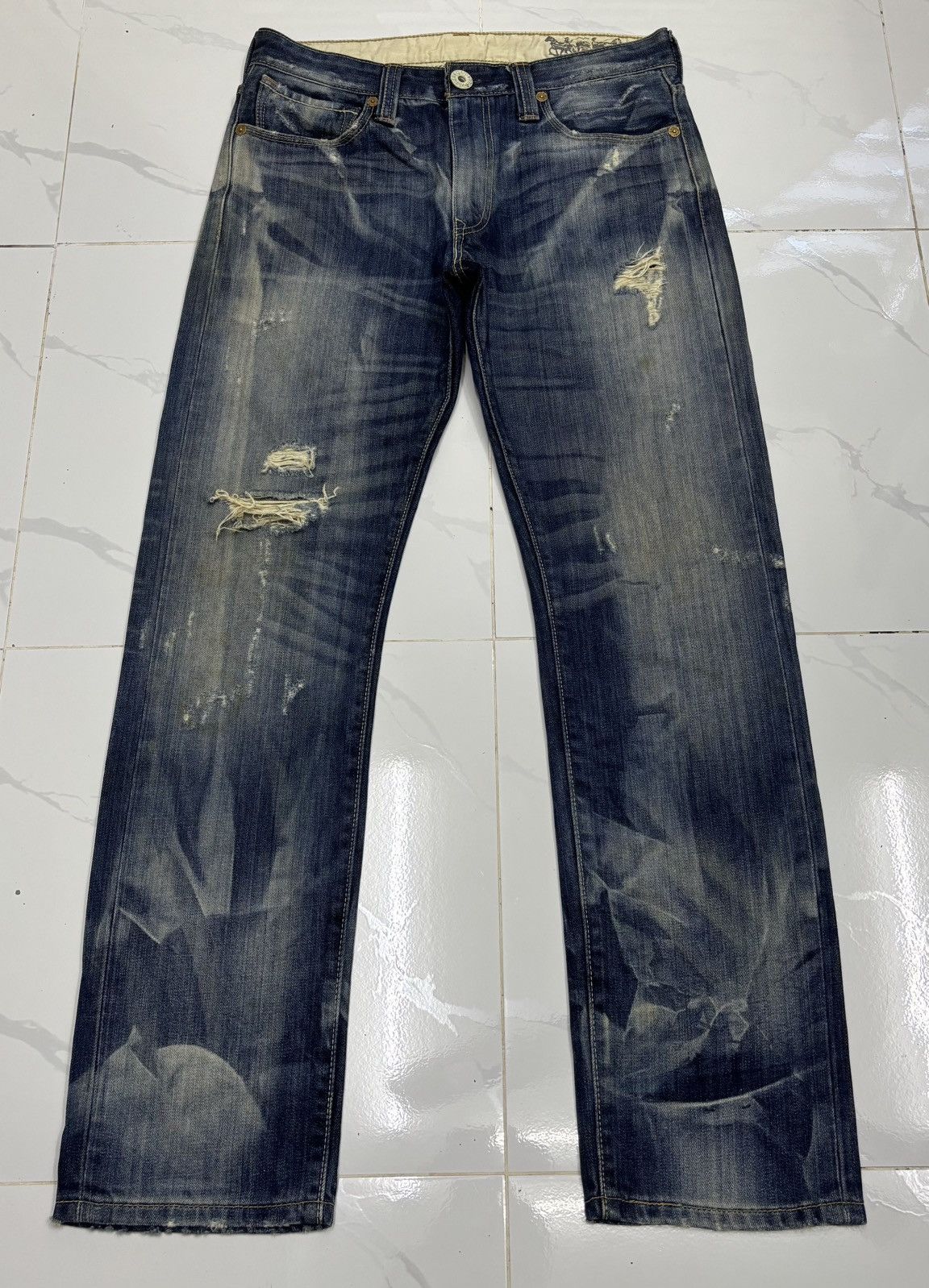 If Six Was Nine × Levi's 💥Insane💥90s Style Levis 505 Slim Straight Jean Distressed Size US 32 / EU 48 - 9 Thumbnail