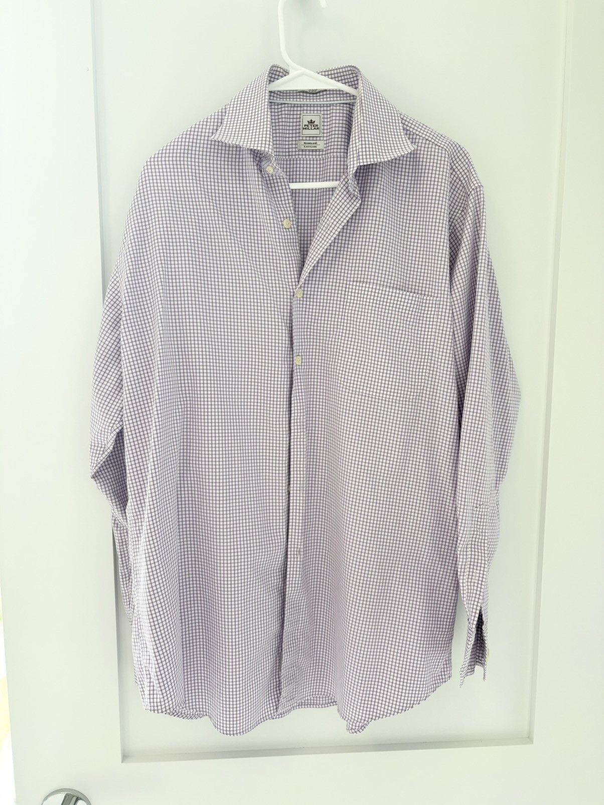 Peter Millar Peter Millar Nanoluxe Purple Gingham Dress Shirt 16 34/35 Size US L / EU 52-54 / 3 - 2 Thumbnail