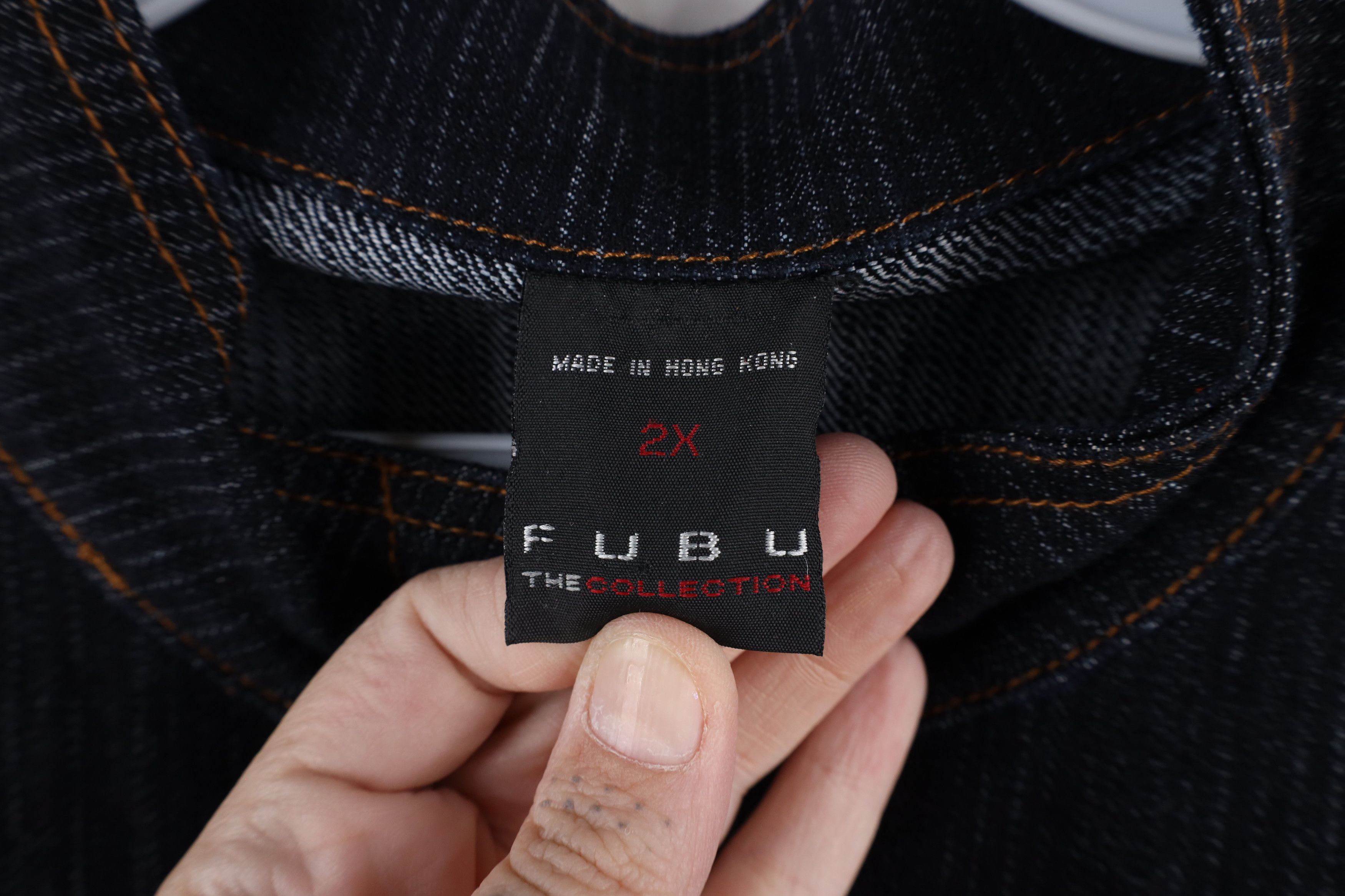 Fubu × Vintage Vintage FUBU Diamond Studded Striped Denim Trucker Jacket Size XXL / US 16-18 / IT 52-54 - 8 Thumbnail