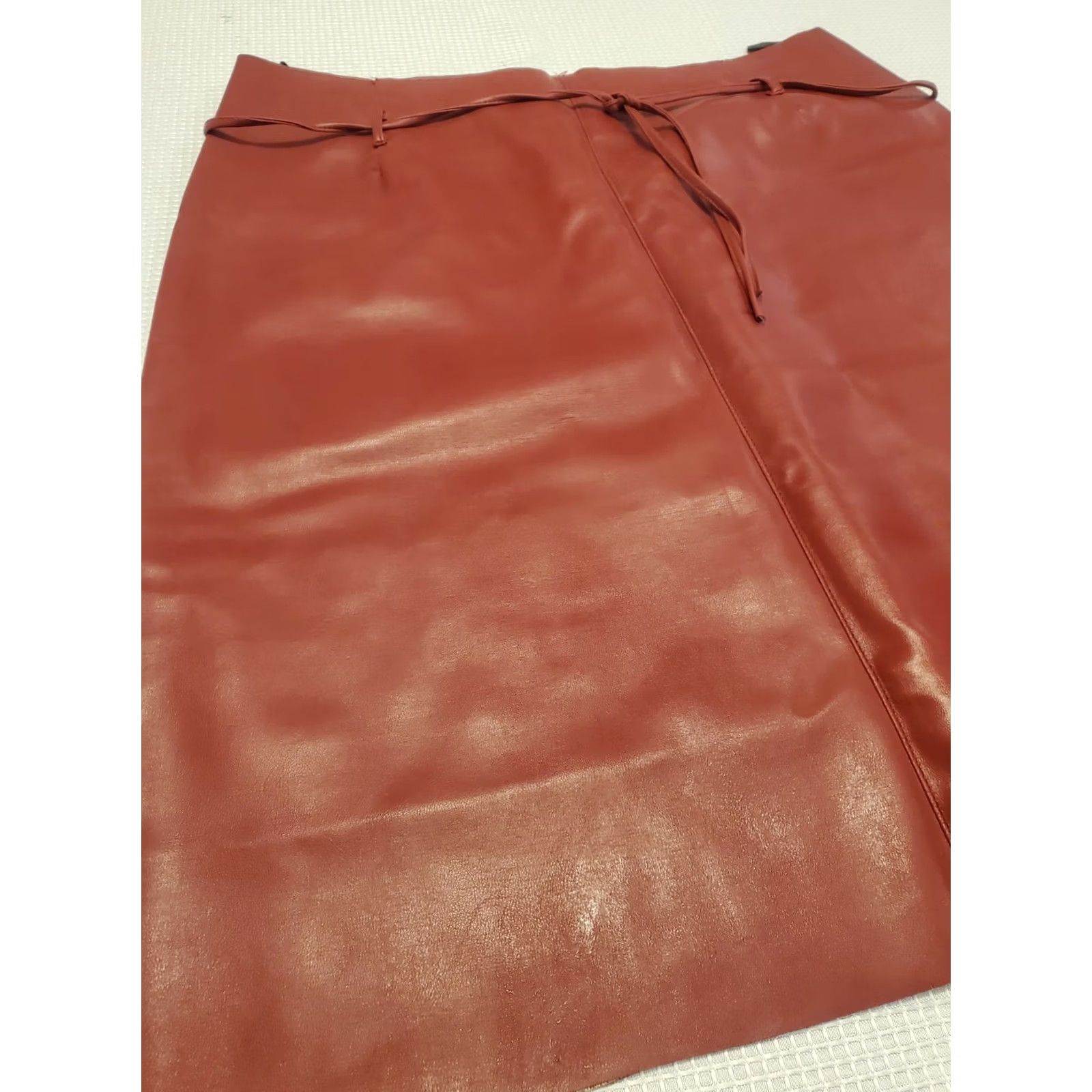 Vintage New title: Vintage Accomplice Red Knee Length Vegan Leather Skirt Junior Sz 11 Business - Style Size 32" / US 10 / IT 46 - 3 Thumbnail