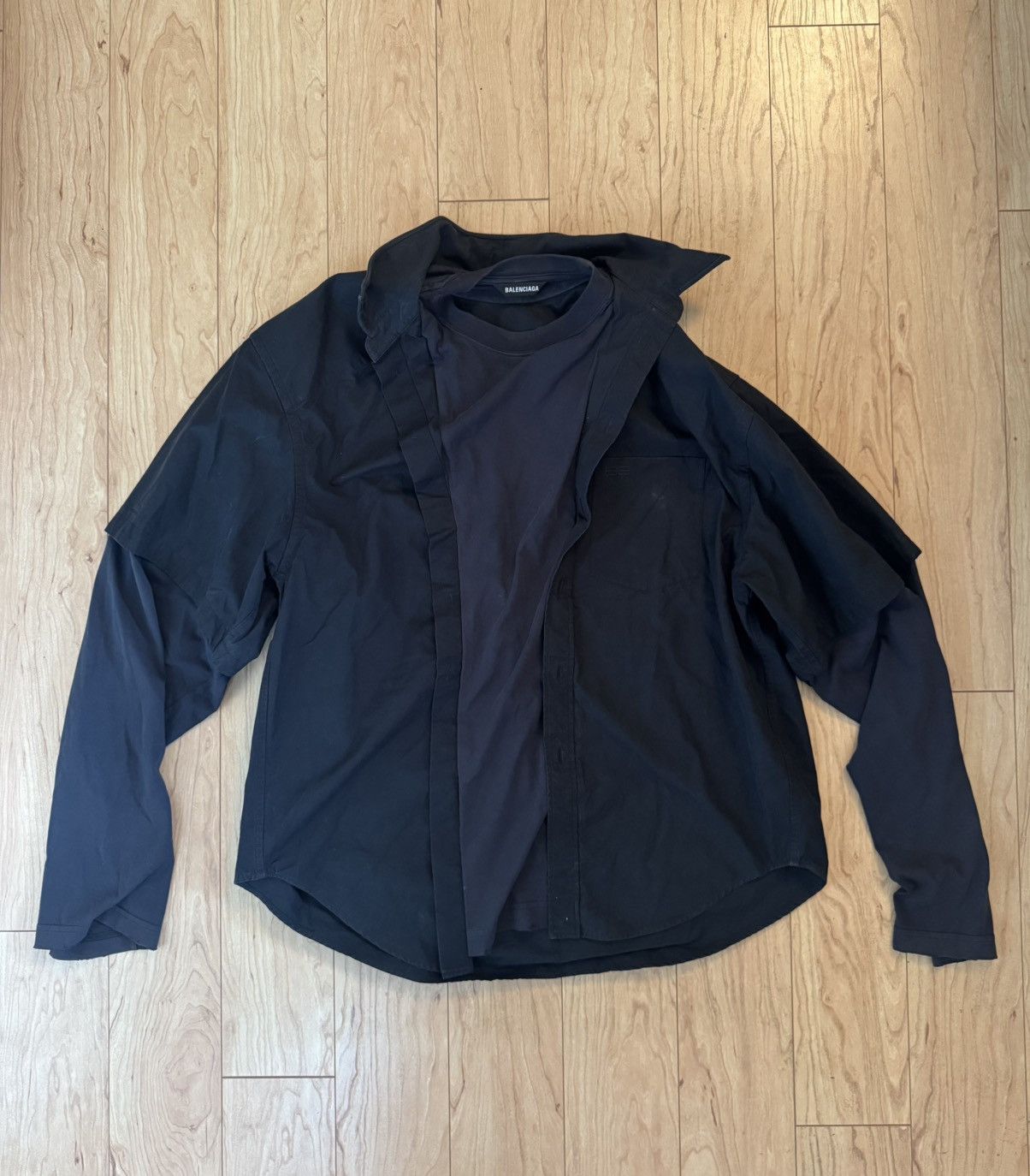 Balenciaga black double shirt button up