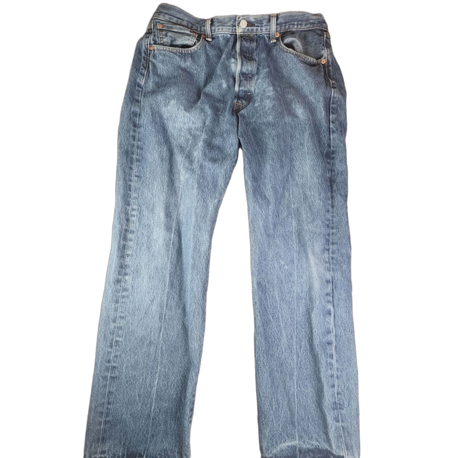 Levi's Levis 501 Jeans Mens 34x29 34x32 Blue Button Fly Straight Distressed Regular Fit Denim 5-Pocket Levi'S 501 Series Mens Jeans City USA Size US 34 / EU 50 - 1 Thumbnail