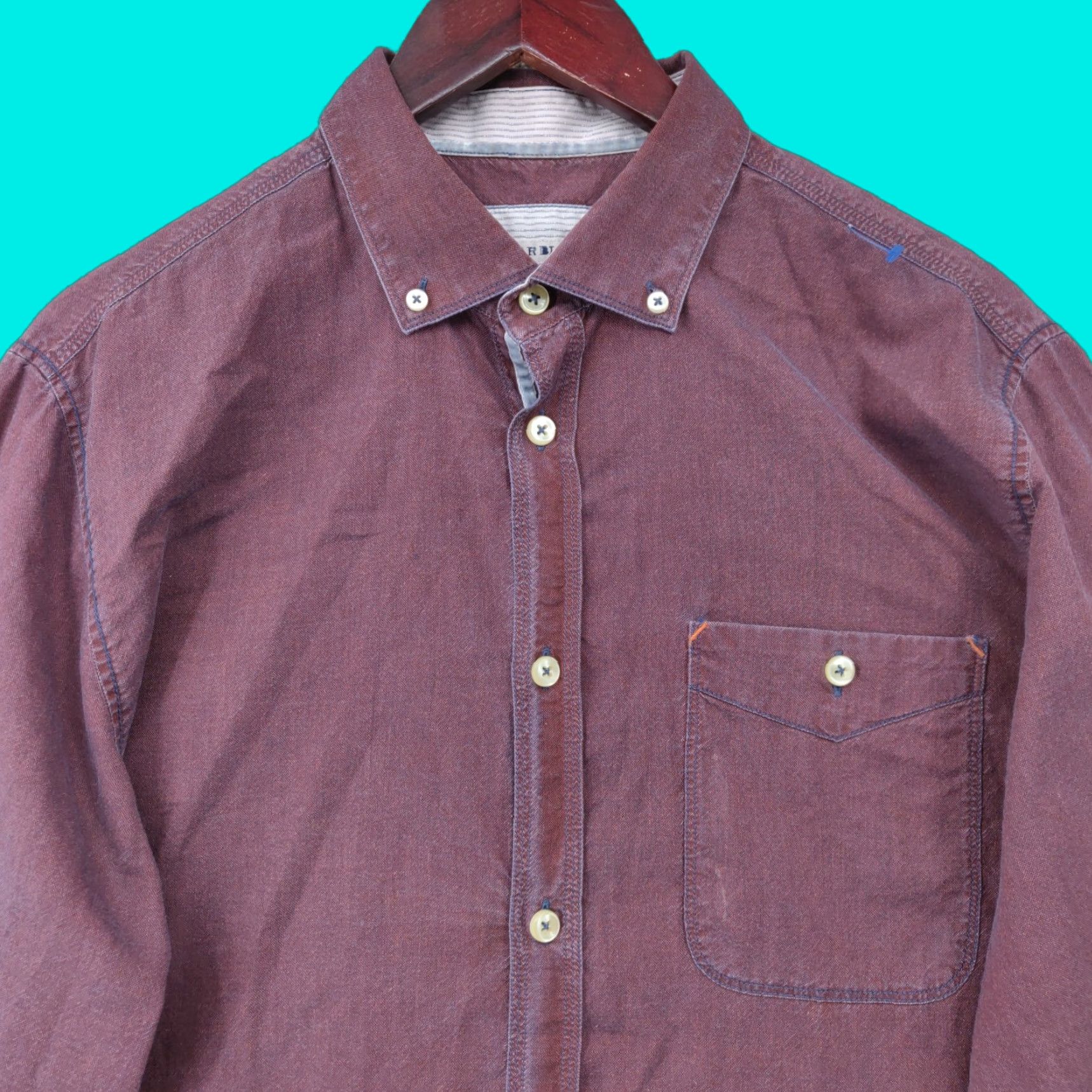 Vintage VINTAGE 32 Bar Blues Shirt Mens L Maroon Red Long Sleeve Button Pocket Casual Size US L / EU 52-54 / 3 - 1 Thumbnail