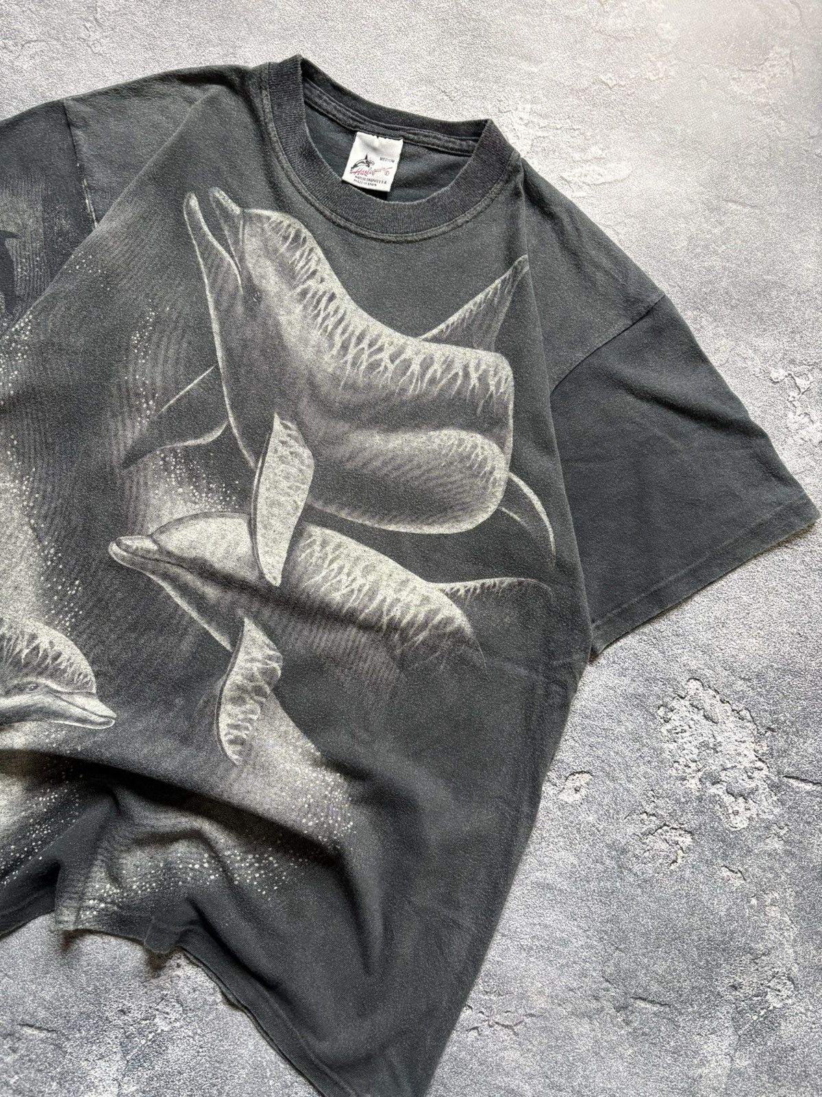 Vintage 90s Harlequin Nancy Blauer Dolphins All Over Print Tee Rare Size US M / EU 48-50 / 2 - 5 Thumbnail
