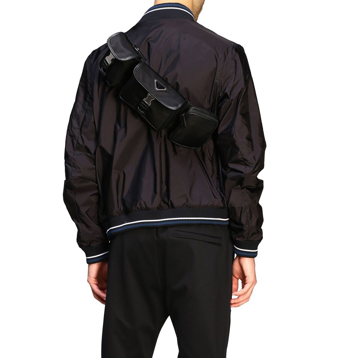 image of Prada Saffiano Nylon Utility Bag in Black, Men's