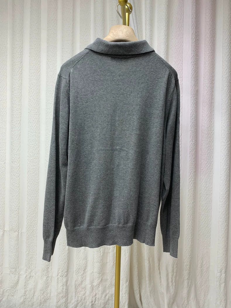 Loro Piana LORO PIANA Gray full open front cotton turned collar knit Size US M / EU 48-50 / 2 - 5 Thumbnail