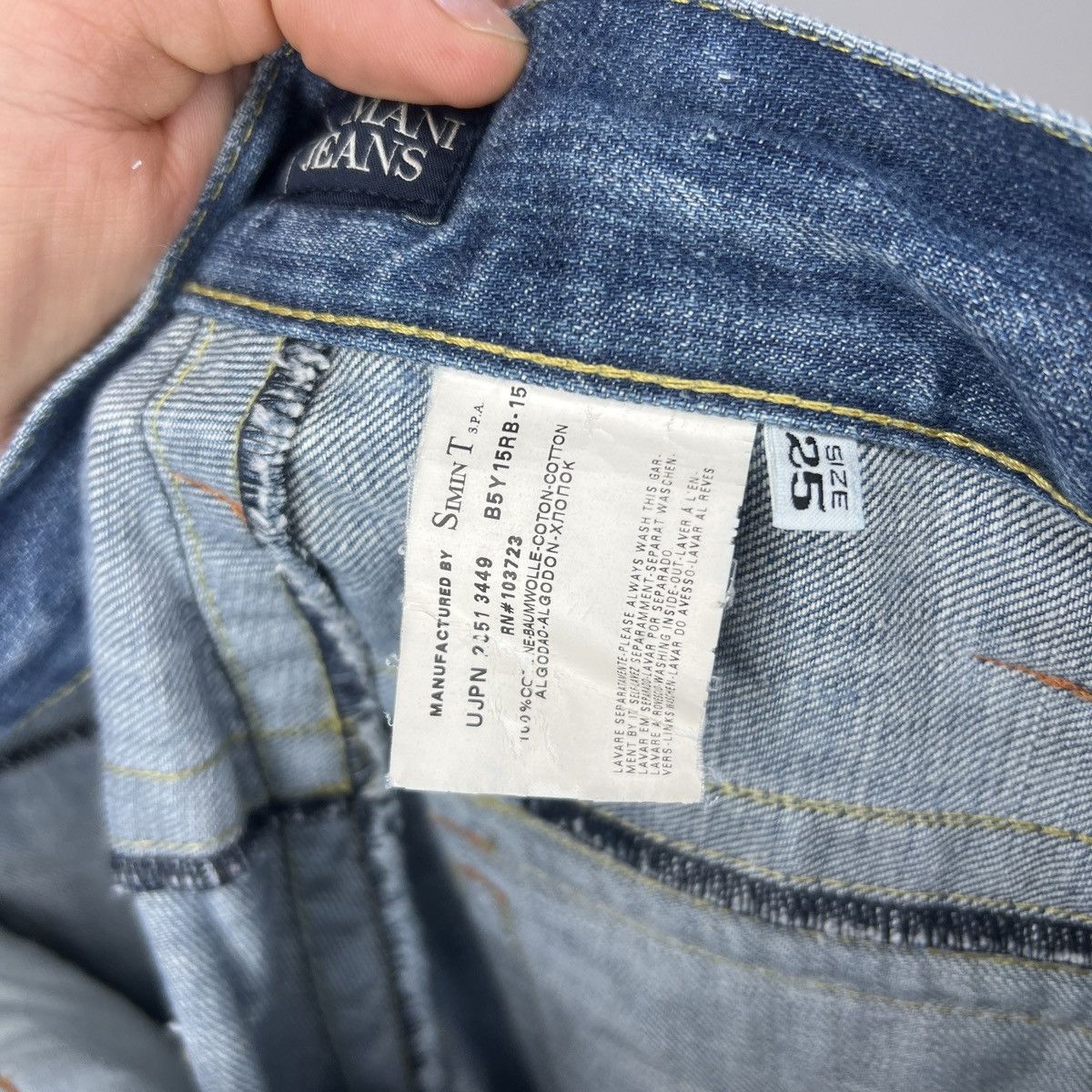 Giorgio Armani × Japanese Brand × Vintage Armani Big Logo Parachute Japanese Denim Pants Y2K Jeans Size US 30 / EU 46 - 12 Thumbnail