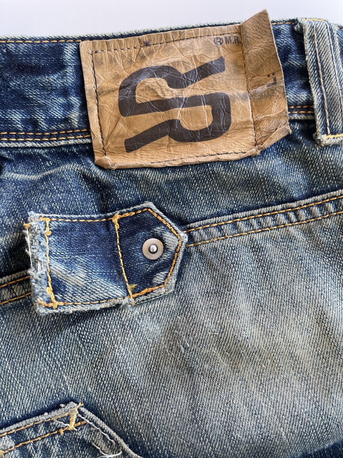 Japanese Brand Rag Recycle Dirty Distressed Jeans Size US 35 - 12 Thumbnail