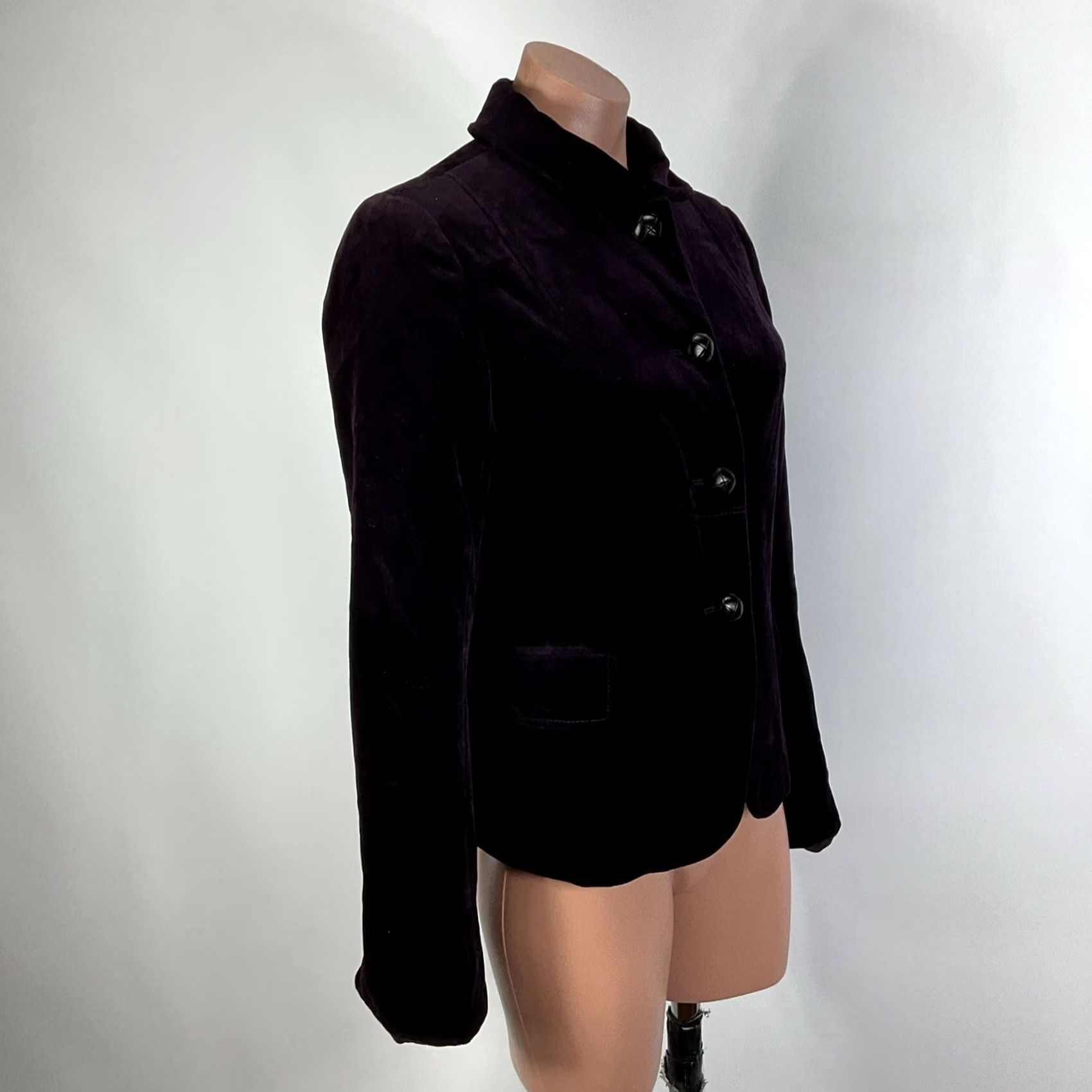 J.Crew J.CREW Blazer Womens 4 Purple Velvet Ed en Peplum Short Jacket Button Lined Pockets 80s 90s City Retro Glam Size S / US 4 / IT 40 - 6 Thumbnail