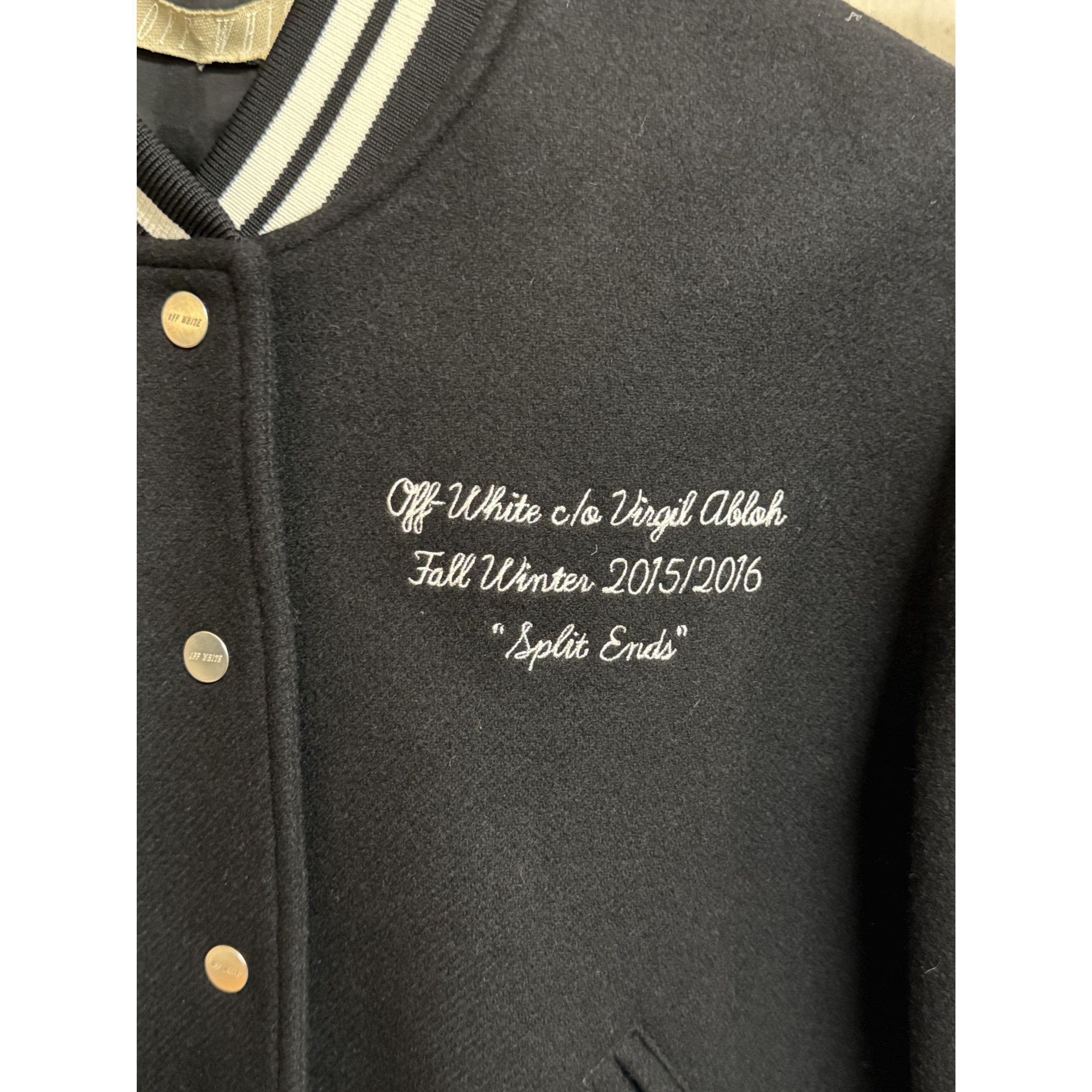 Off-White Off-White Black & White Striped Varsity Jacket S Virgin Wool Size S / US 4 / IT 40 - 9 Thumbnail