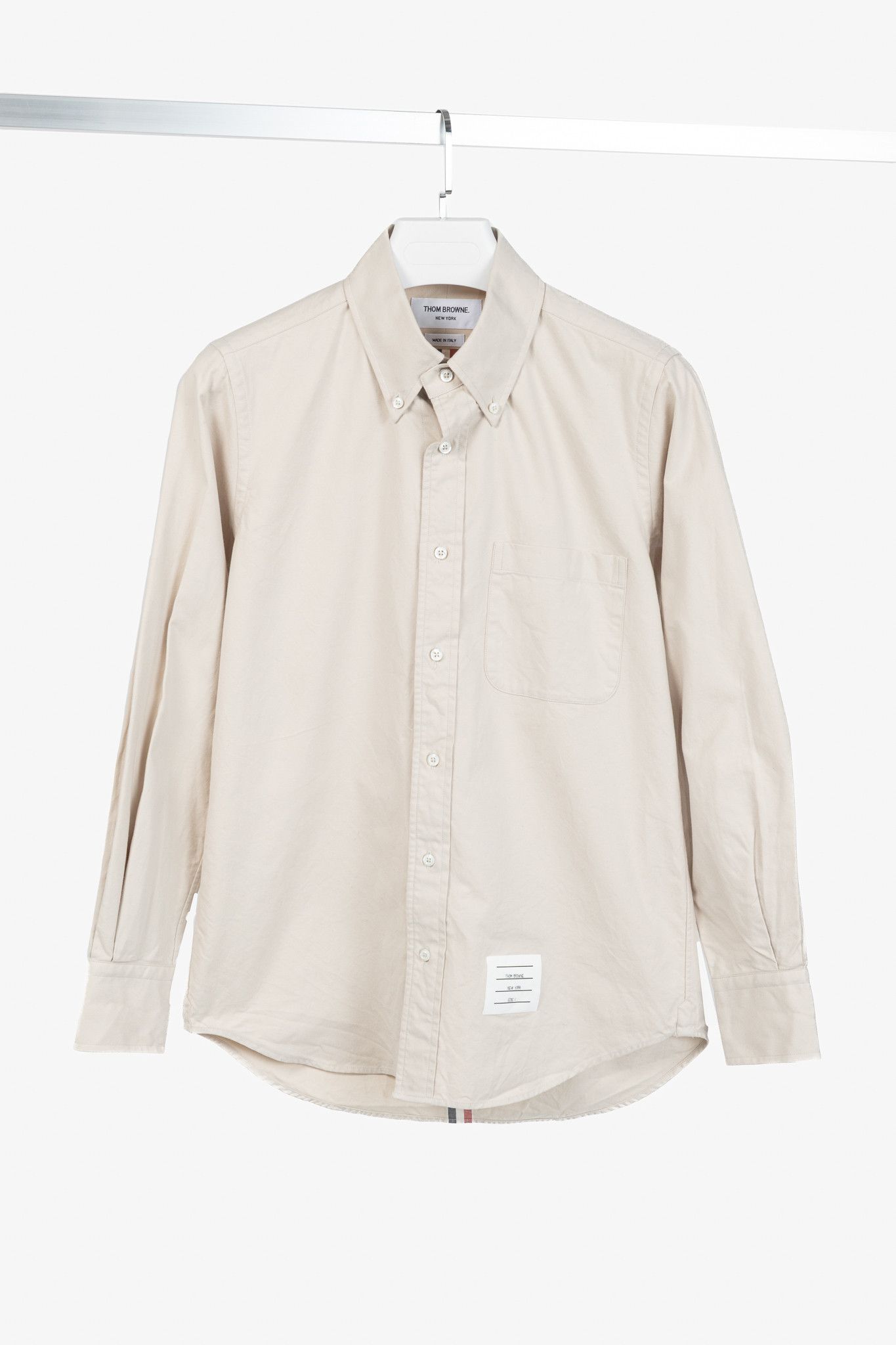 Thom Browne Thom Browne AW/23 Beige Cotton Flannel Back-Stripe Shirt Size US S / EU 44-46 / 1 - 1 Thumbnail