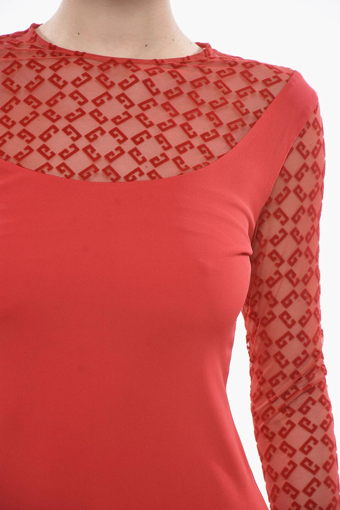 og1mm0326 Viscose Midi Sheath Dress in Red