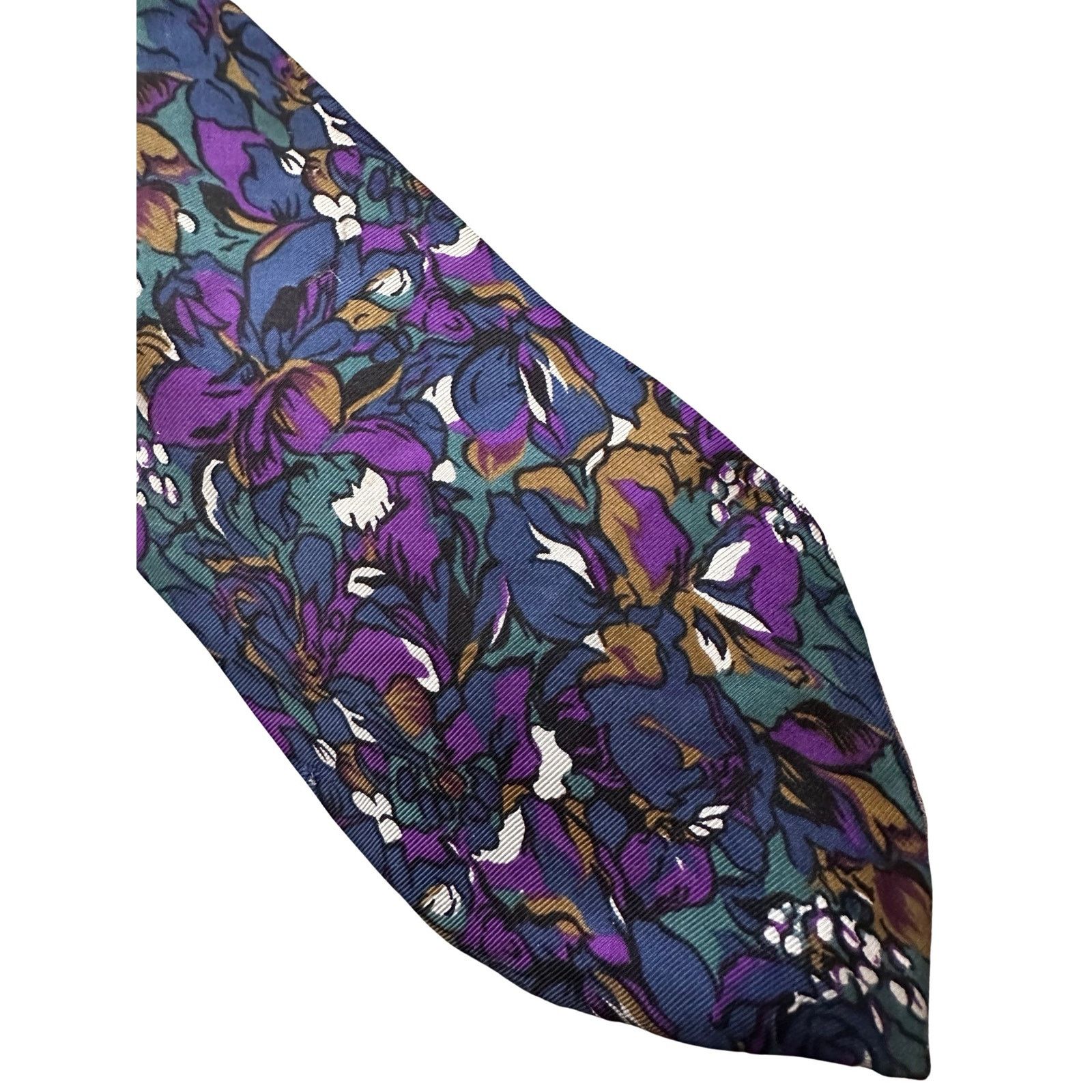 Vintage Vintage Jones New York Purple Floral Silk Necktie Size ONE SIZE - 3 Thumbnail