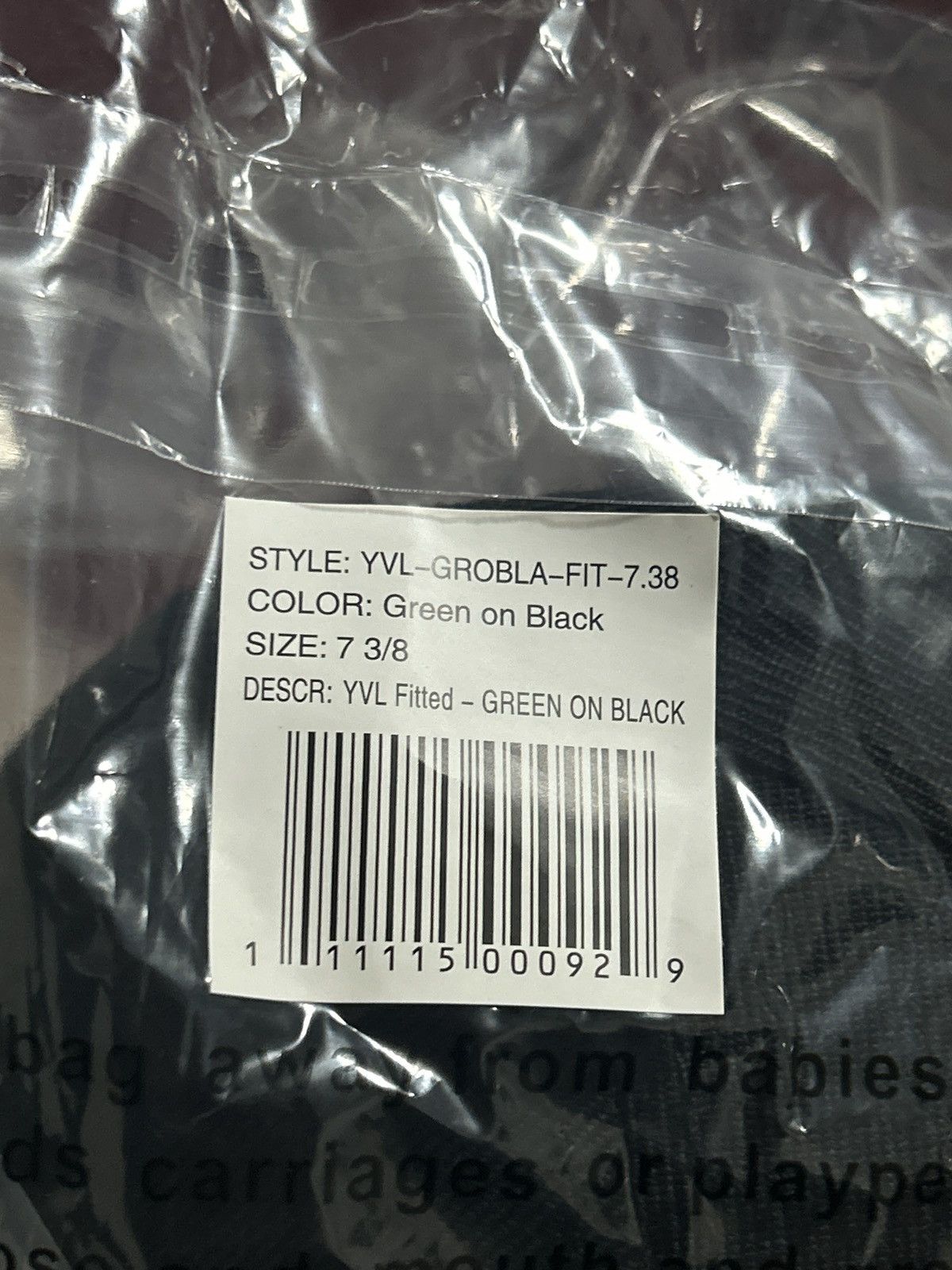 Other YVL Green on Black Hat 3/8 Size ONE SIZE - 3 Thumbnail