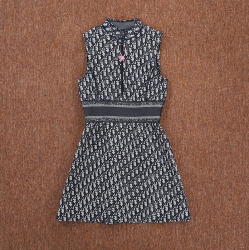 Dior Dior Navy Logo Embroidered Sleeveless Dress 0089 Size M / US 6-8 / IT 42-44 - 1 Thumbnail