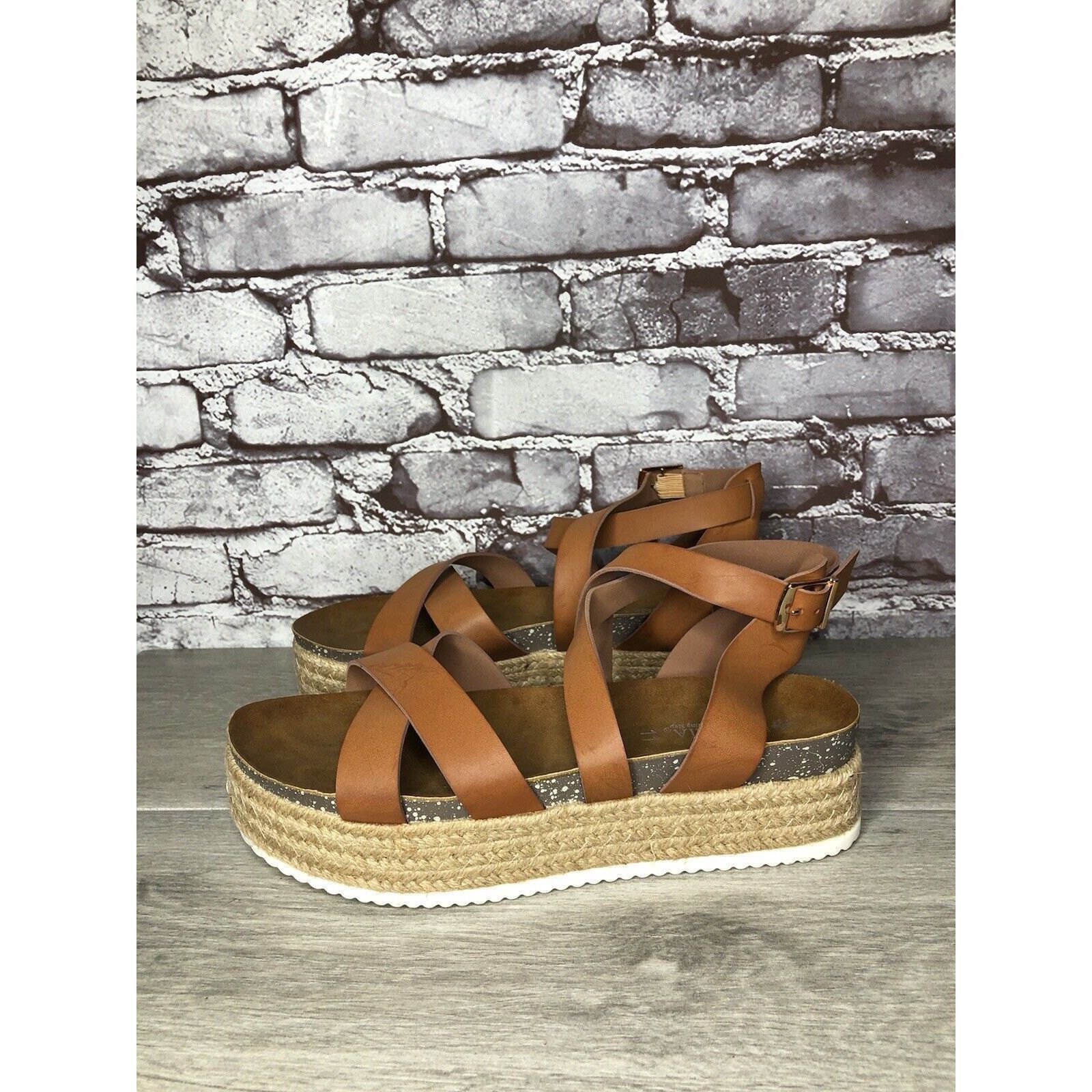 Other Patrizia Spring Step Renae Brown Leather Espadrilles Platfor Size US 11 / IT 41 - 6 Thumbnail