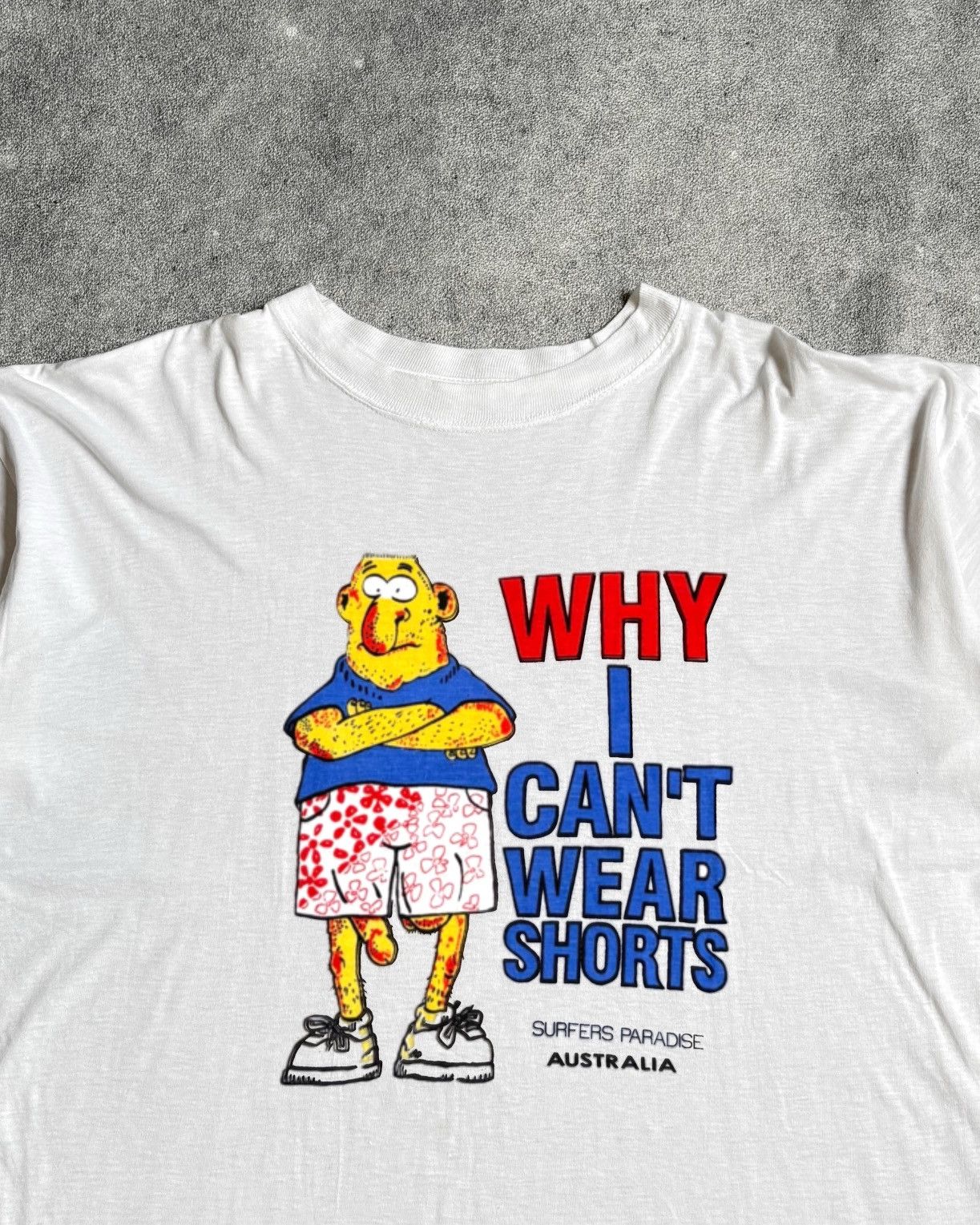 Fuck Art, Make Tees 2000s White “Why I Can’t Wear Shorts” Vintage T-shirt Size US L / EU 52-54 / 3 - 3 Thumbnail