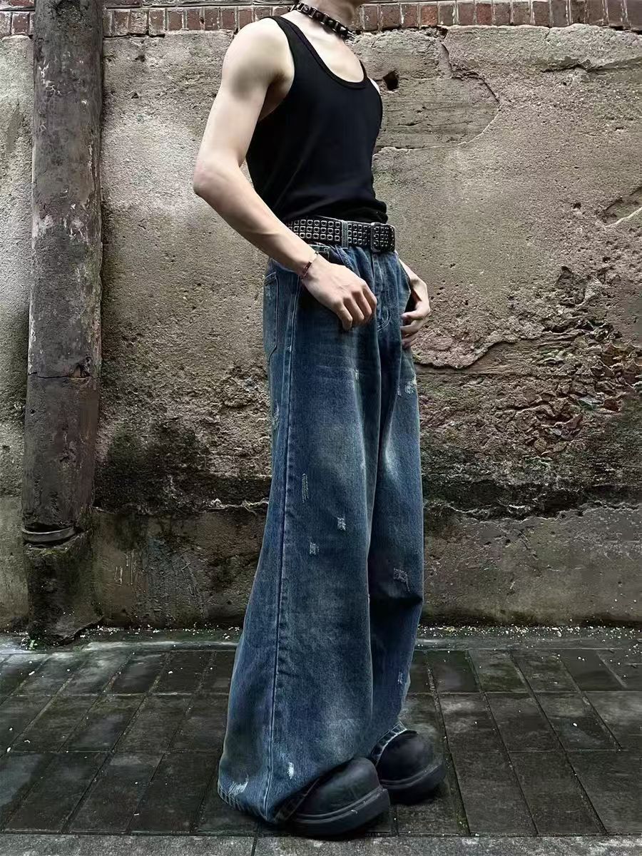 Japanese Brand × Jean Destroyed Vintage Washed Wide Leg Jeans Size US 32 / EU 48 - 2 Thumbnail