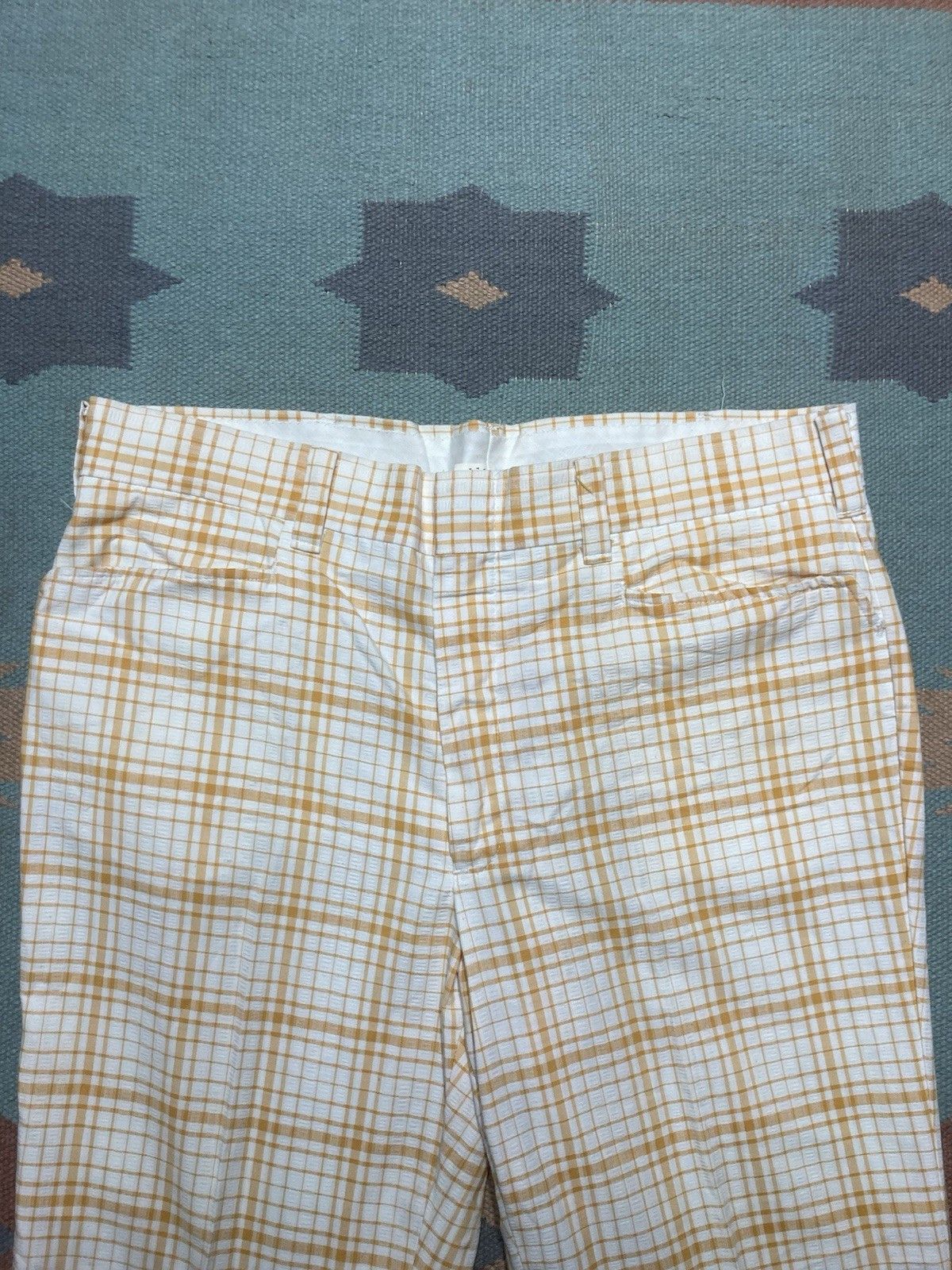 Vintage 70s flare bell bottom pants plaid lightweight disco 36x30 Size US 36 / EU 52 - 3 Thumbnail