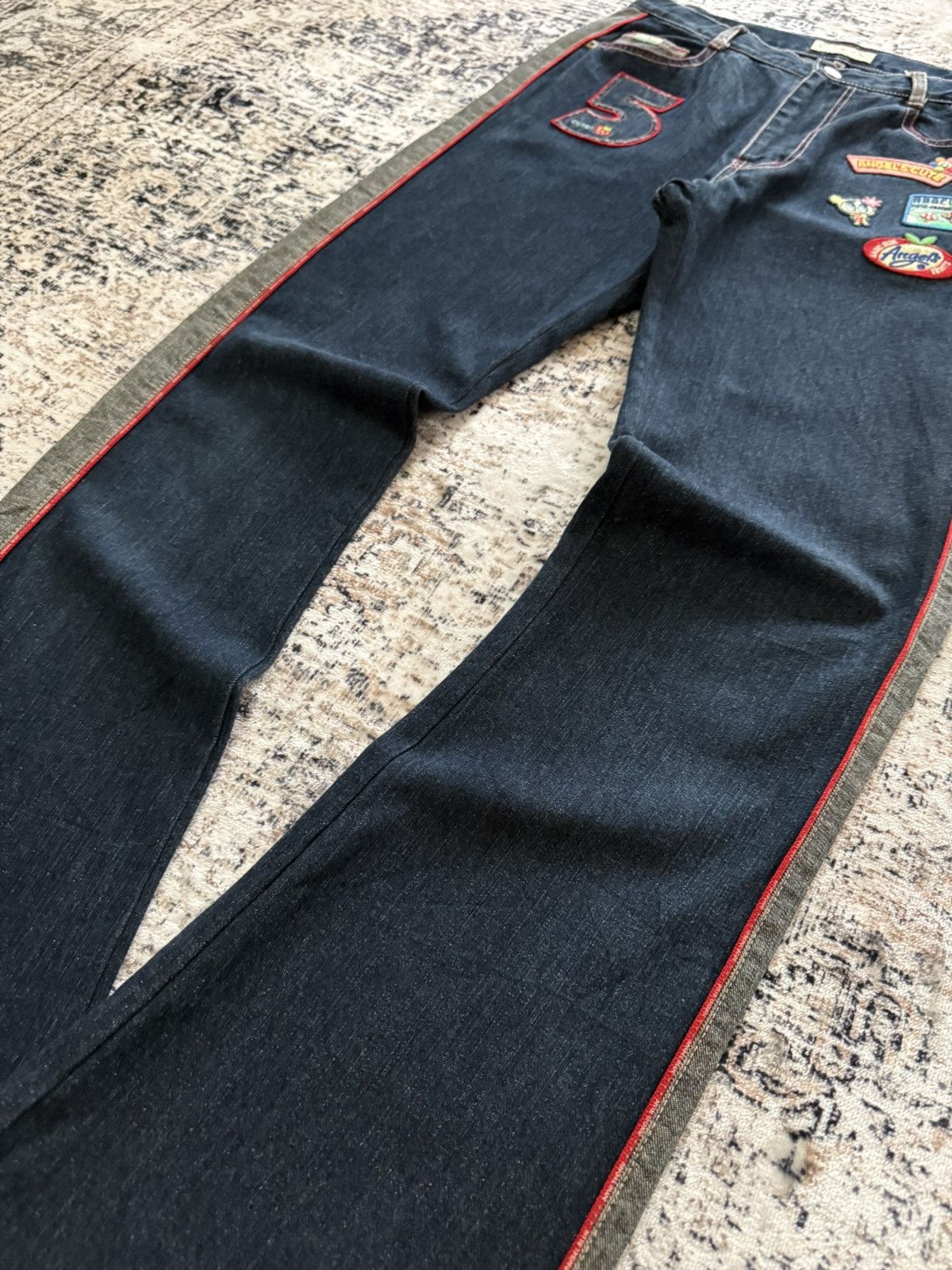 Hysteric Glamour 2000s Angel Blue Kawaii Side Panel Patched Flared Jeans Y2K Size US 28 / EU 44 - 7 Thumbnail