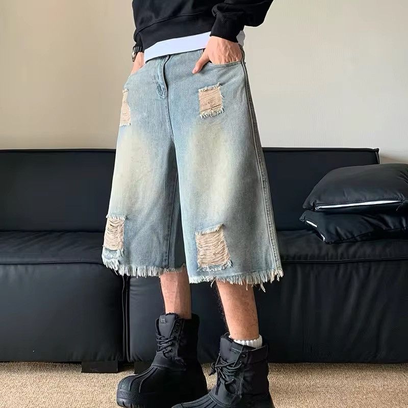 Japanese Brand × Jean Men's Worn-out Washed Denim Shorts Size US 31 - 1 Thumbnail