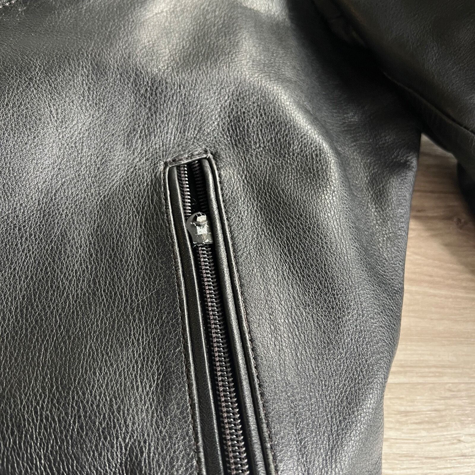 Genuine Leather iXS Vintage Moto Biker Black Real Leather Jacket 8712AC Size US XL / EU 56 / 4 - 17 Thumbnail