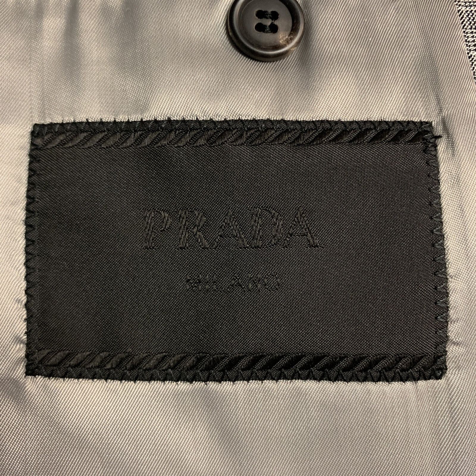 Prada PRADA 38R Plaid Grey Wool/Silk Notch Lapel Sport Coat Size 38R - 8 Thumbnail