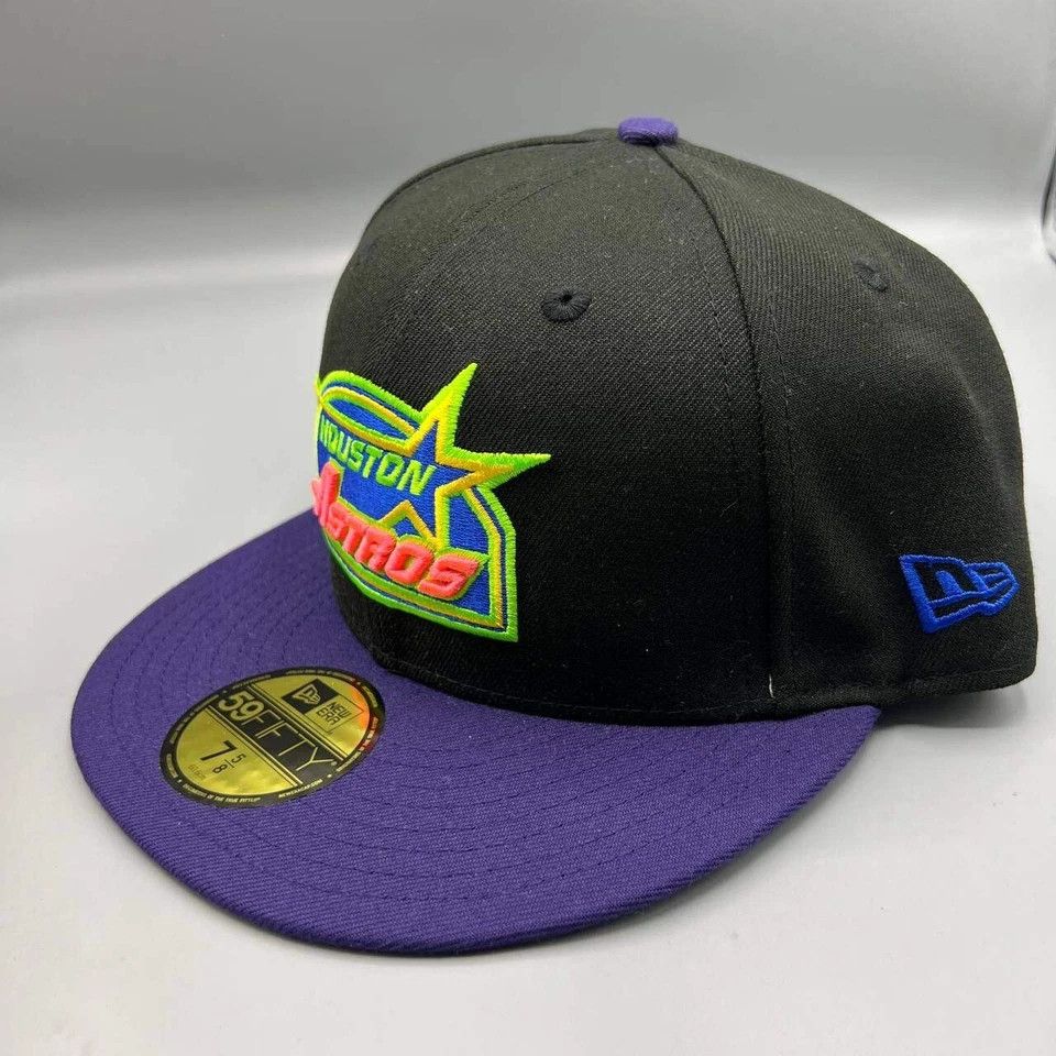 New Era Houston Astros Hat Men 7 5/8 59Fifty New Era MLB Fitted Cap Size ONE SIZE - 4 Thumbnail