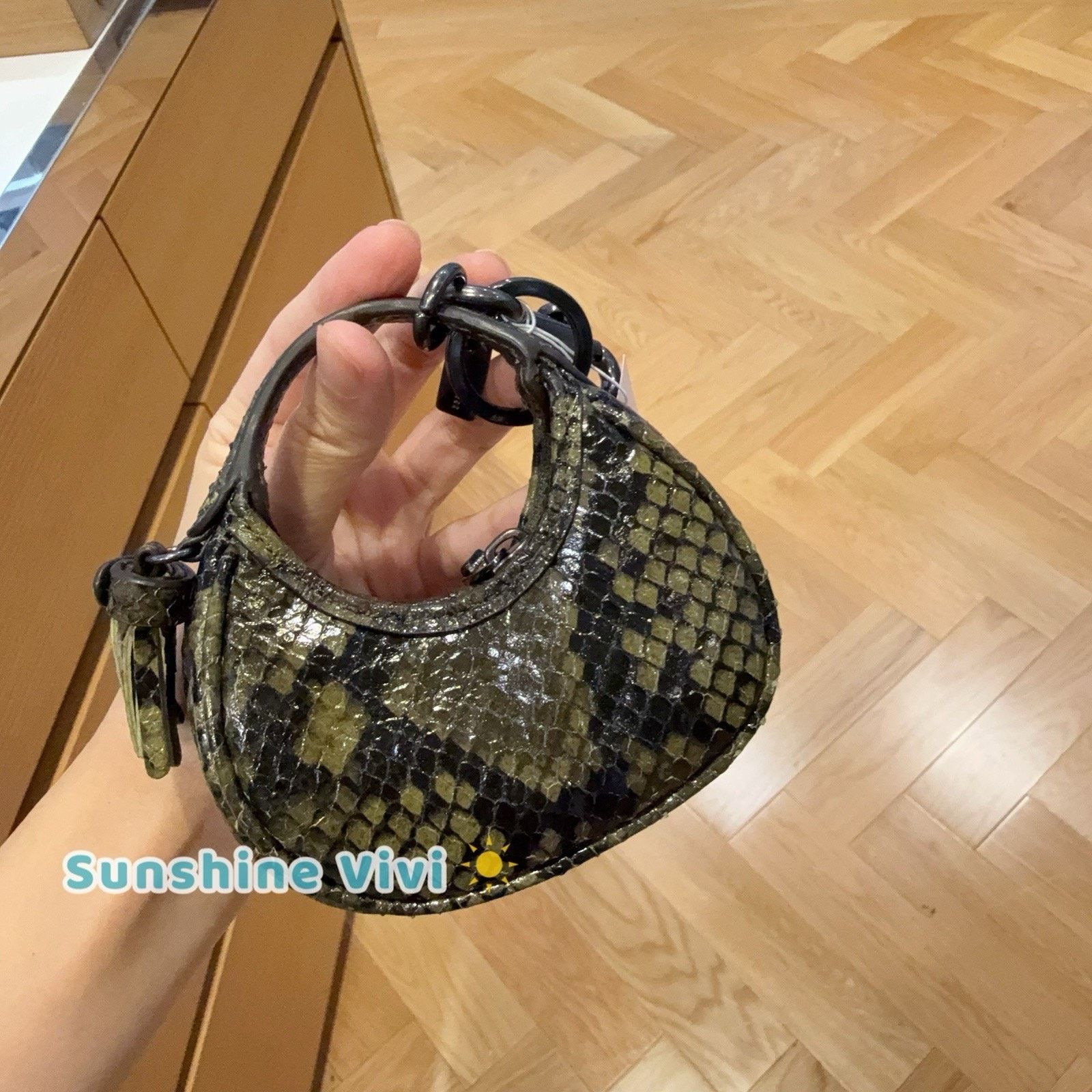 Coach NWT Coach Carmen Bag Charm Snake Gunmetal/Olive CCF18 Size ONE SIZE - 5 Thumbnail