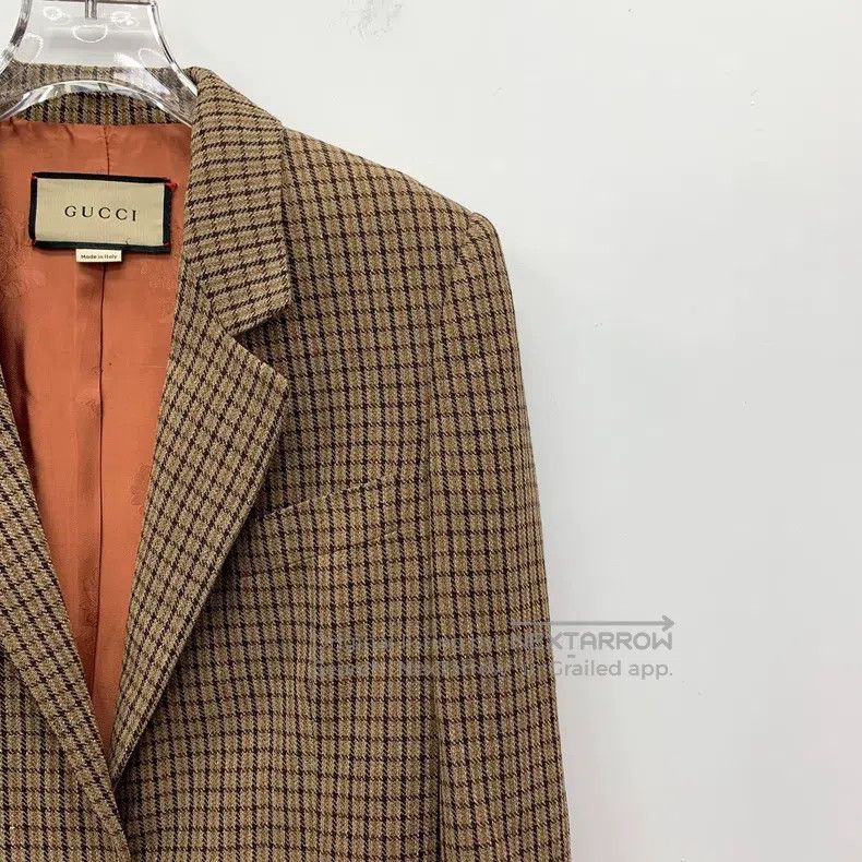 Gucci Gucci Brown plaid linen lapel single-breasted long-sleeved Size XS / US 0-2 / IT 36-38 - 3 Thumbnail
