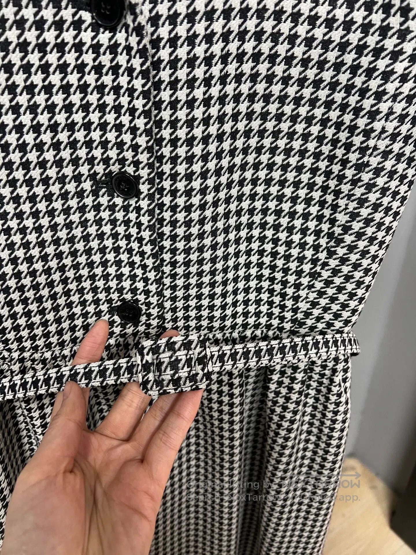 Dior black and white houndstooth puff sleeve dress. Size S / US 4 / IT 40 - 3 Thumbnail
