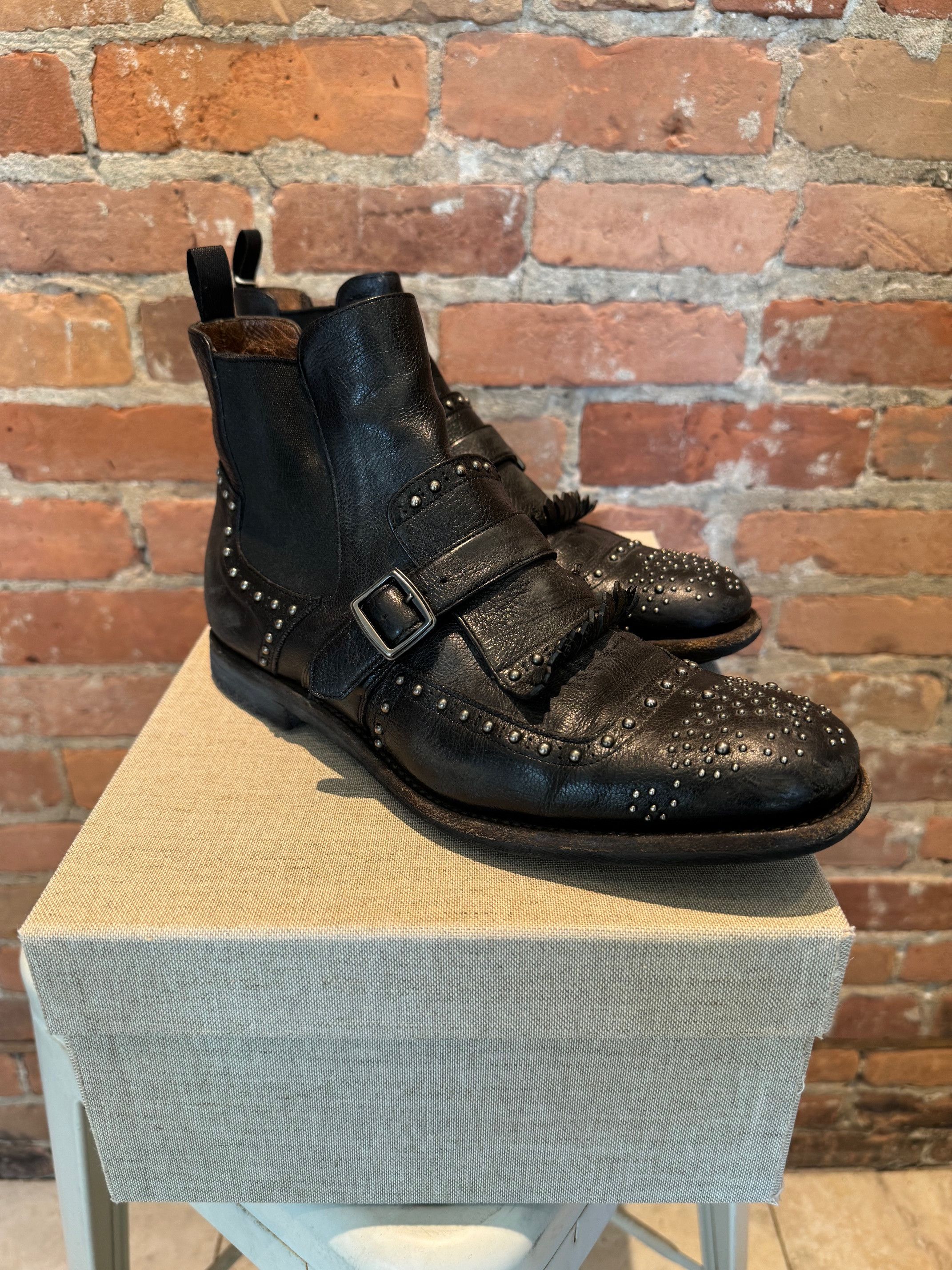 Church's Church's Burwood Monk Strap Boots - Black Studded Leather Size US 8 / EU 41 - 4 Thumbnail