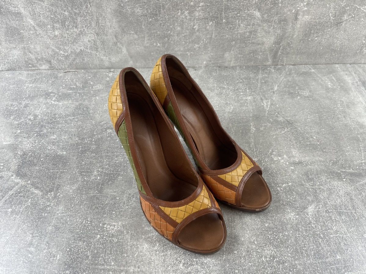 Bottega Veneta Bottega Veneta Woven Leather Peep Toe Multicolor Heels Shoes Size US 9 / IT 39 - 3 Thumbnail