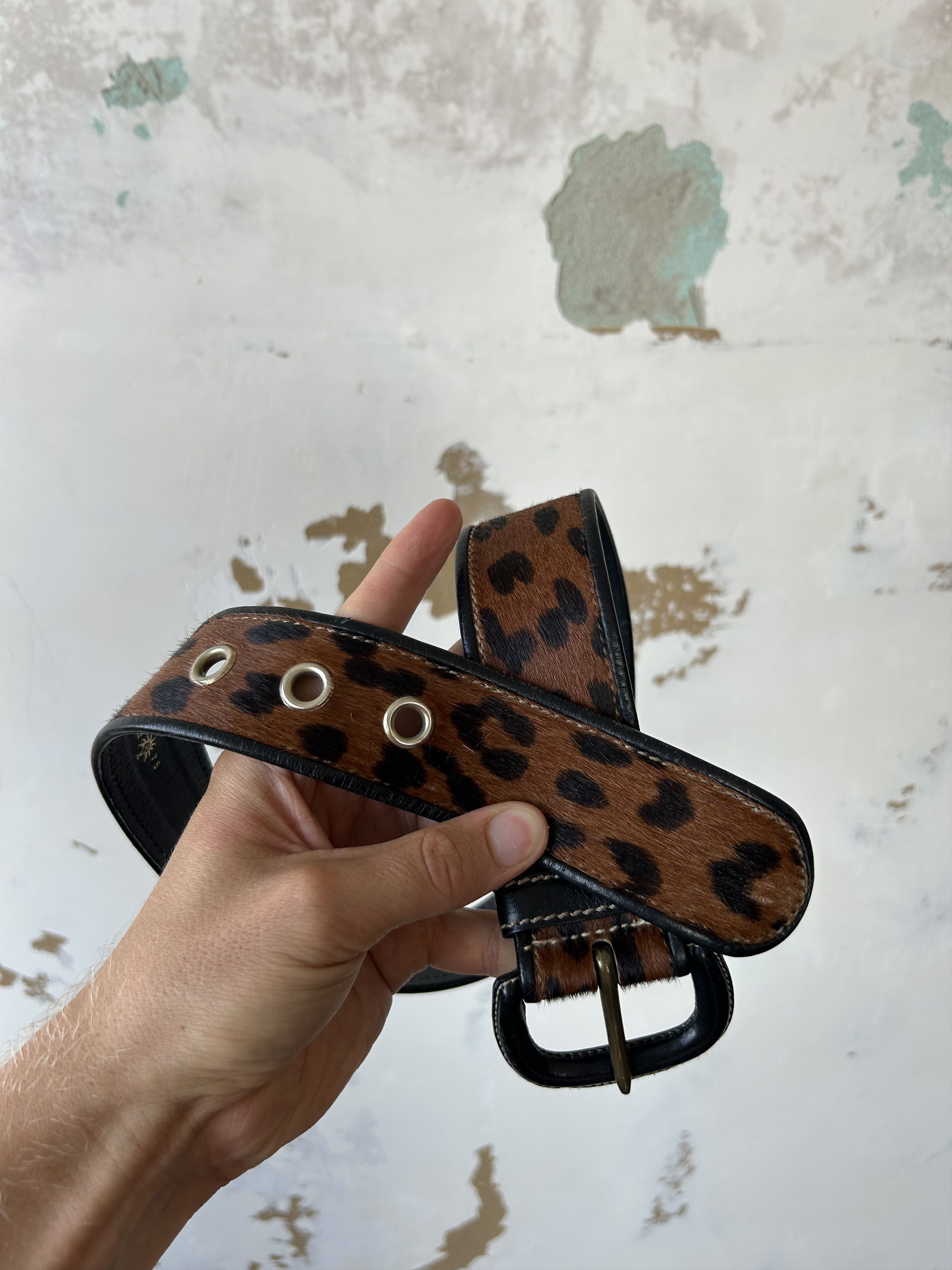 Vintage Vintage leather belt leopard Size ONE SIZE - 4 Thumbnail