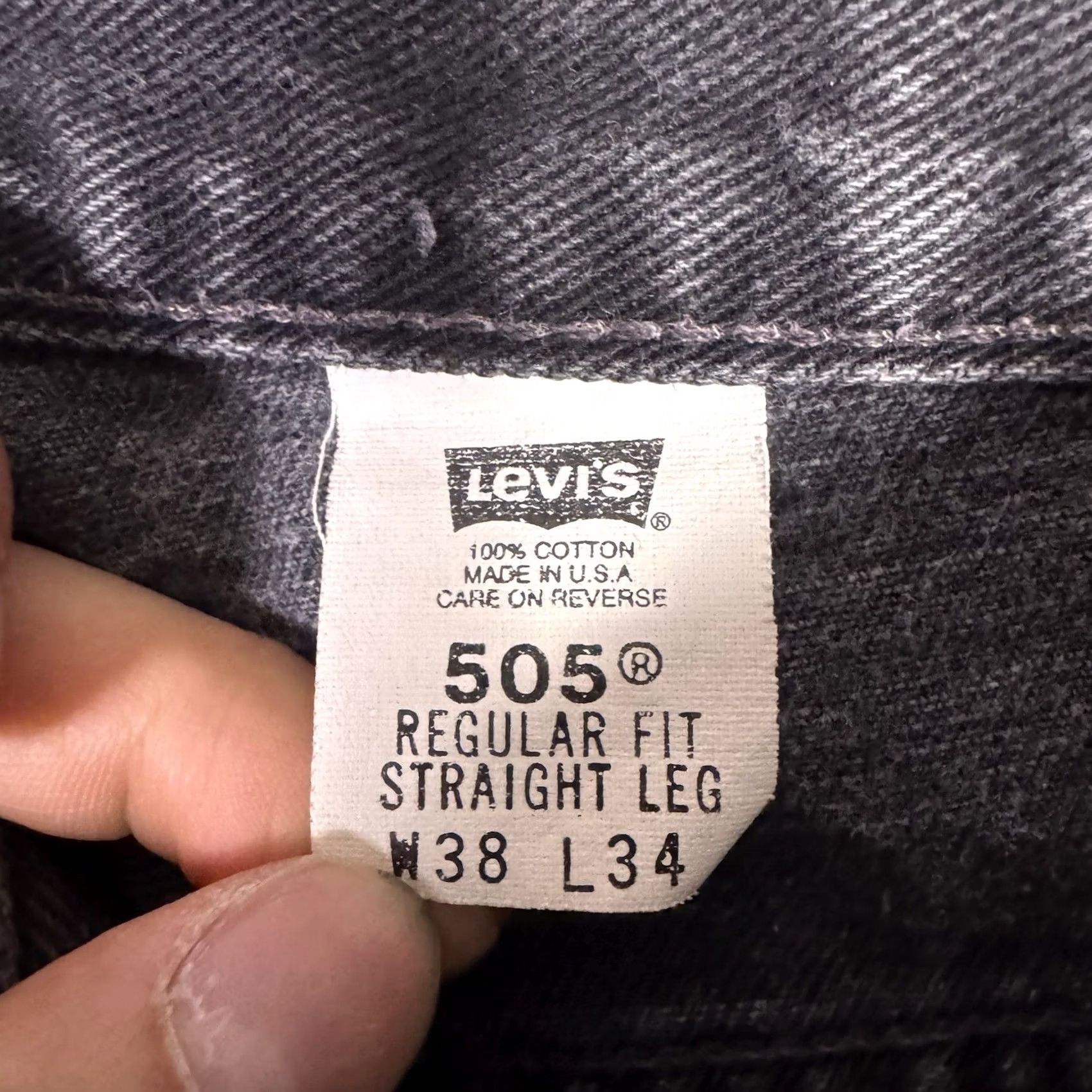 Levi's VINTAGE Levi's 505 Jeans Men 36x33 USA Made Paper Tag Black 90s Y2K Grunge Rock 5-Pocket Denim Straight Regular Mens Size US 36 / EU 52 - 4 Thumbnail