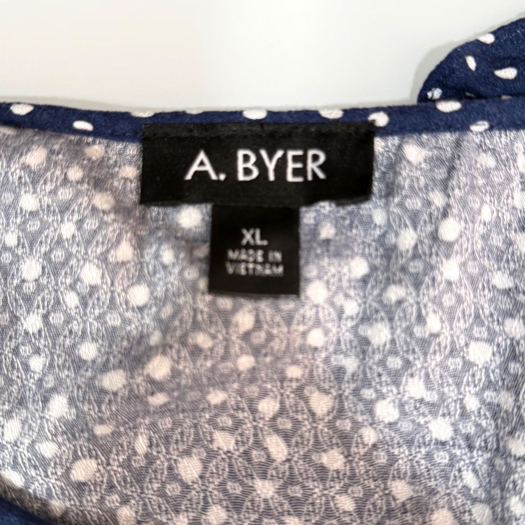 Vintage A. Byer Blouse Navy Polka Dot Ruffle Smocked Rockabilly Retro Nautical Womens XL Casual Shirt Size XXL / US 16-18 / IT 52-54 - 5 Thumbnail