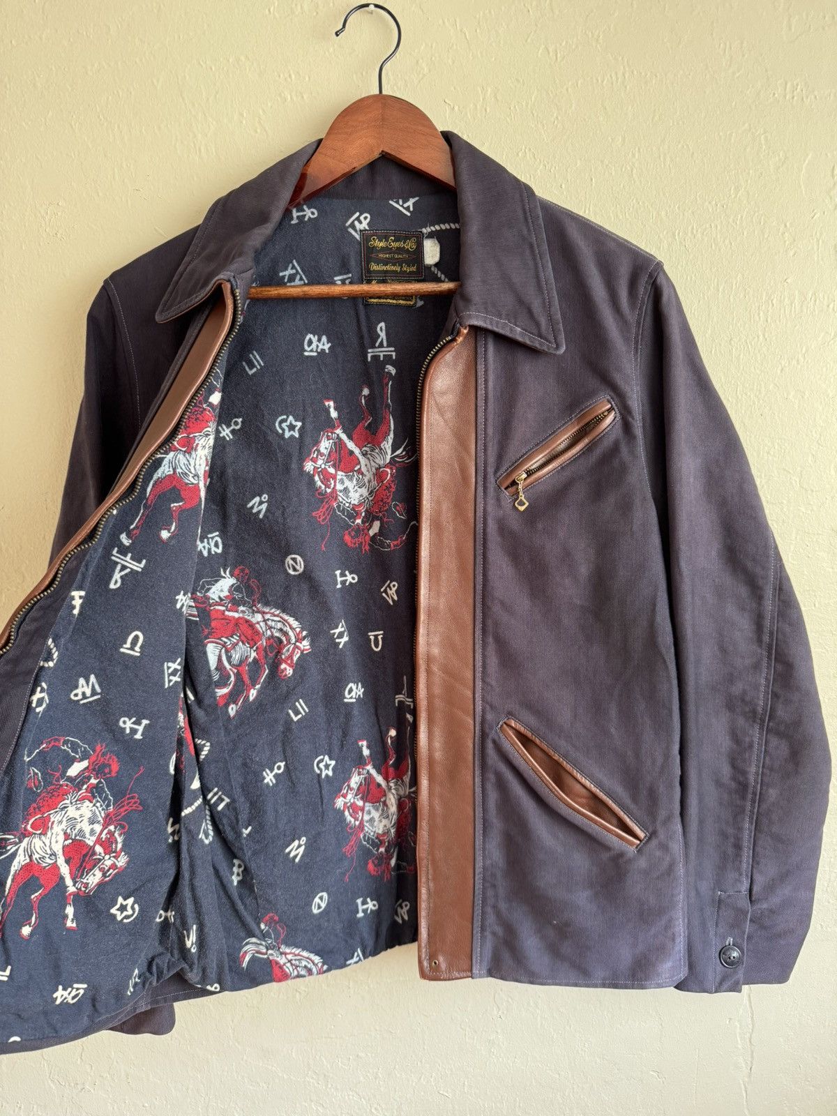 Sugar Cane Style Eyes & Co Leather Trim Sports Jacket Size US S / EU 44-46 / 1 - 2 Thumbnail