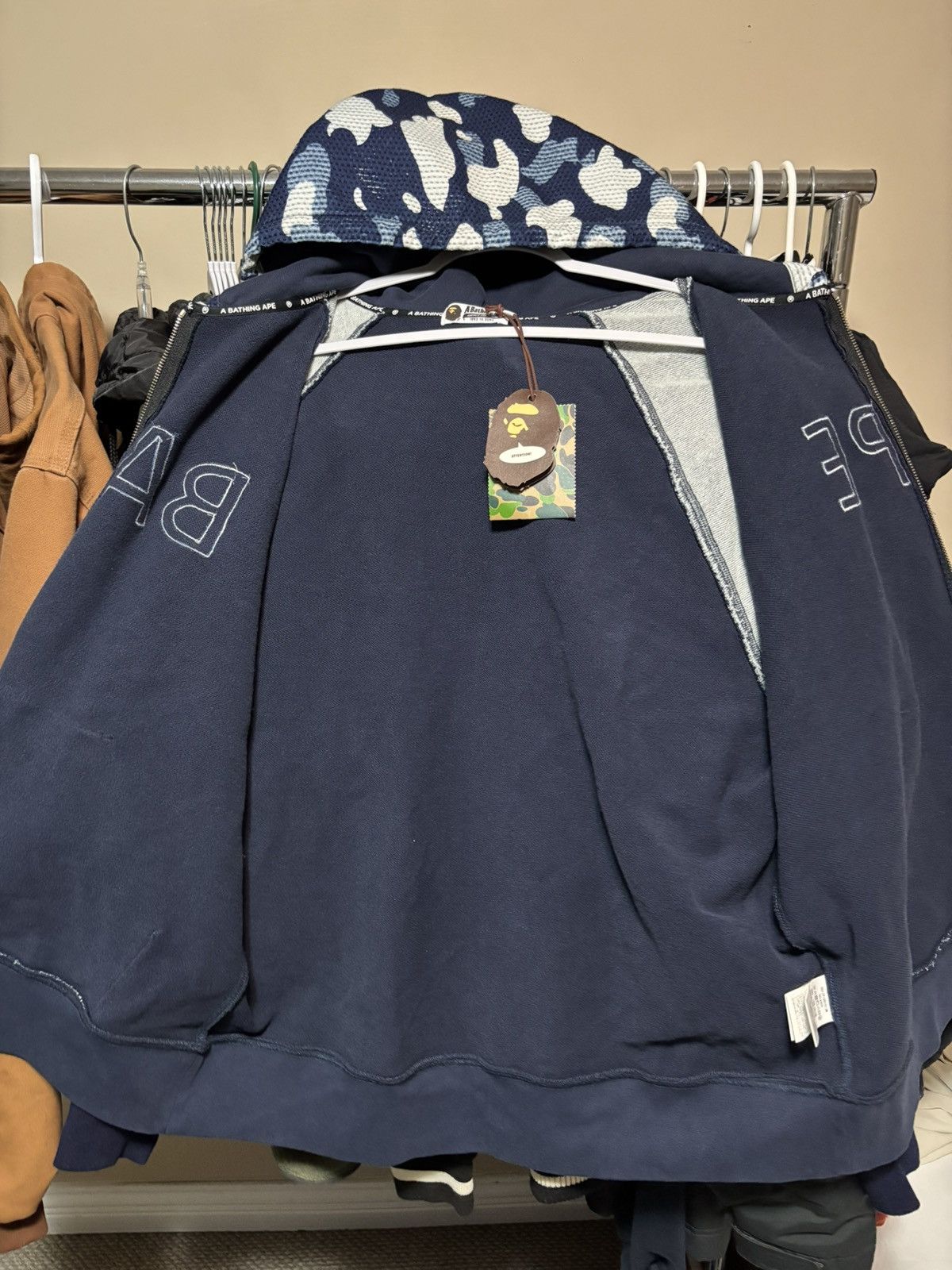 Bape BAPE Sashiko Camo Relaxed Fit Zip Hoodie Size US XXL / EU 58 / 5 - 3 Thumbnail