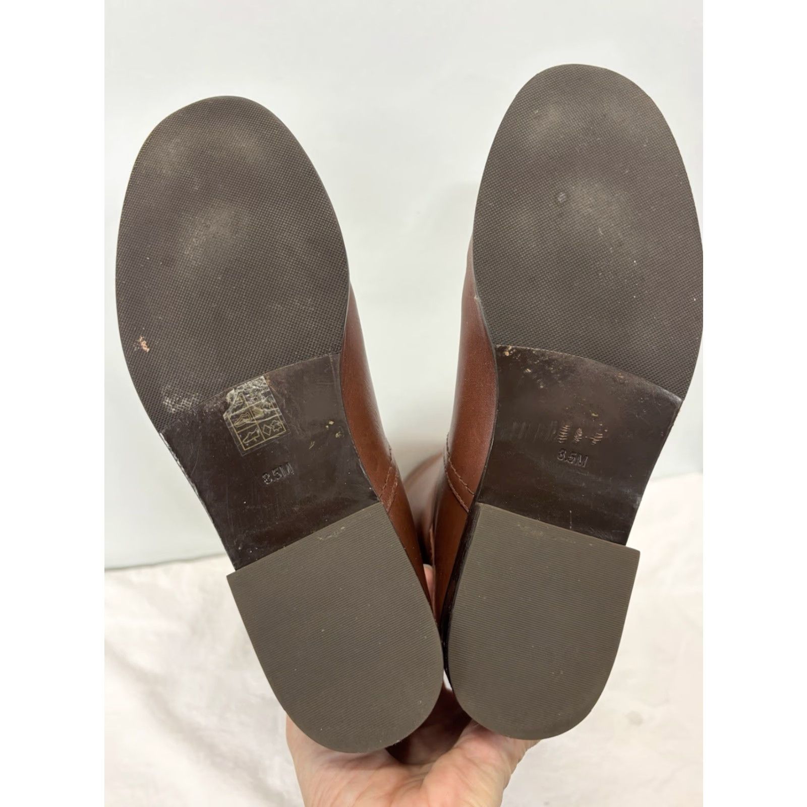Tory Burch TORY BURCH Riding Boot Brown Leather Knee High 8.5 M Women Logo Side Zip Leather Lining Classic Leather Outsole Size US 8.5 / IT 38.5 - 7 Thumbnail