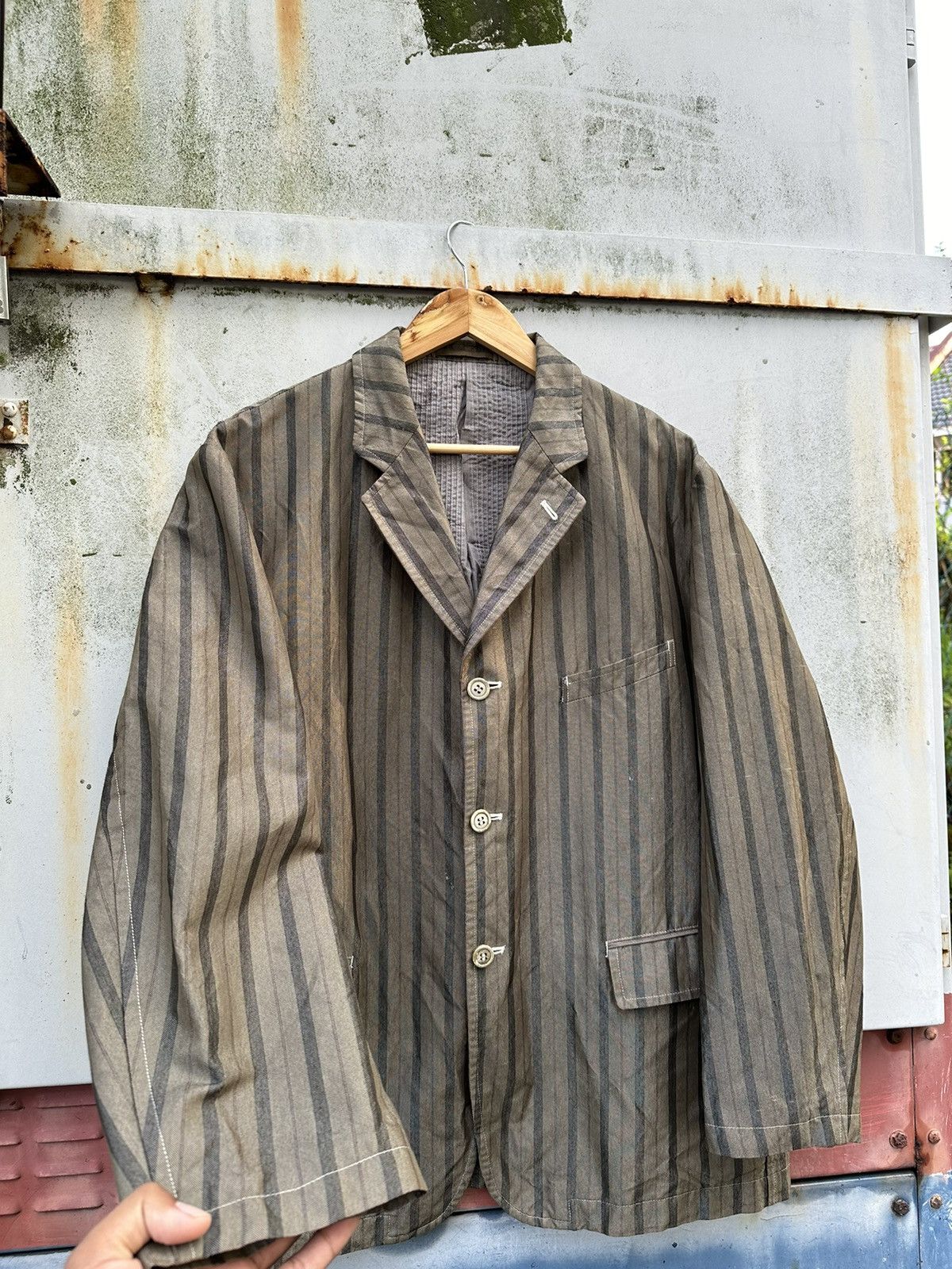 Comme des Garcons 👹AD1998 Comme Des Garcons Homme Plus Striped Jacket Size US L / EU 52-54 / 3 - 2 Thumbnail