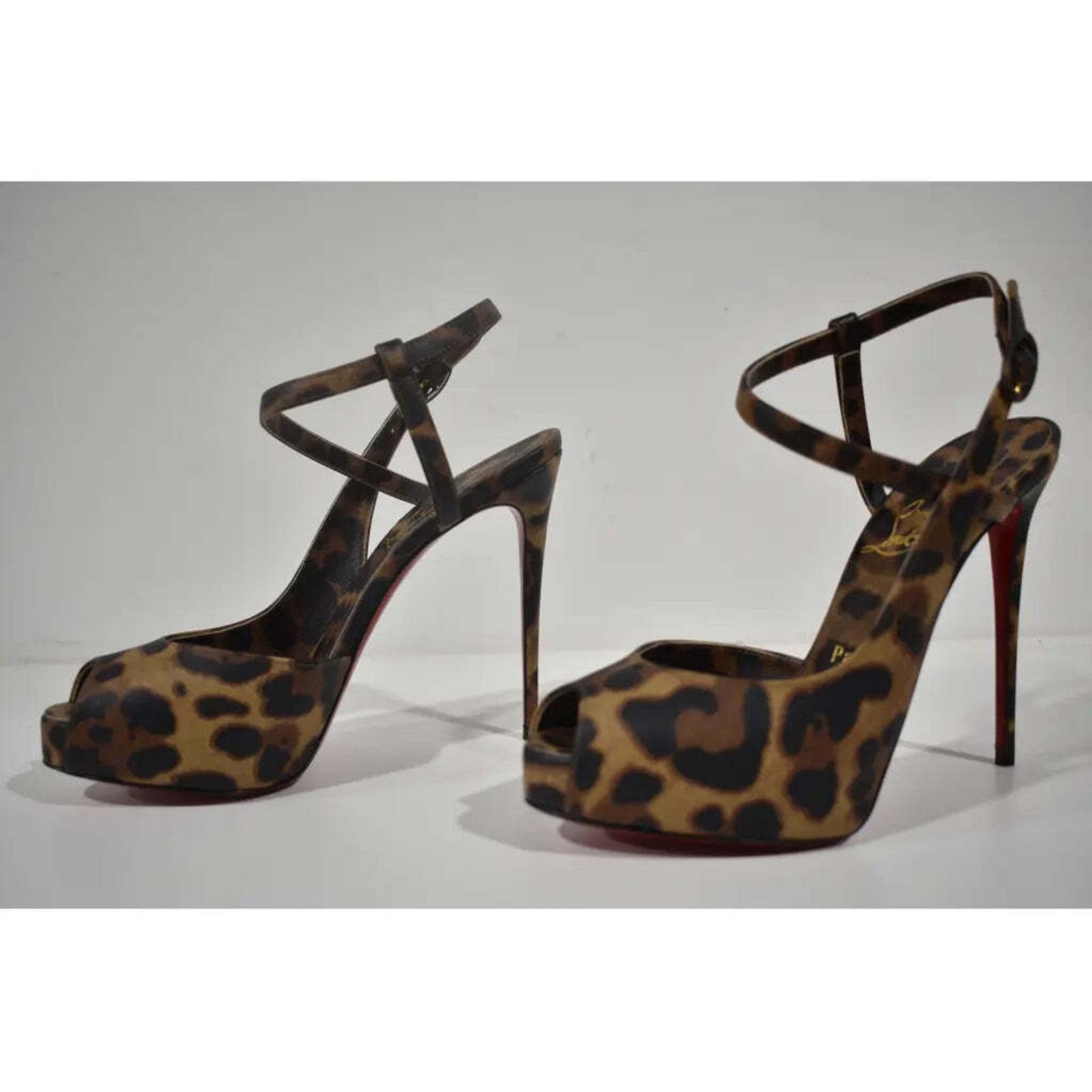 Christian Louboutin Jenlove Alta 120 Brown Strap Platform Sandal Heel Pump 39.5 Size US 9.5 / IT 39.5 - 10 Thumbnail