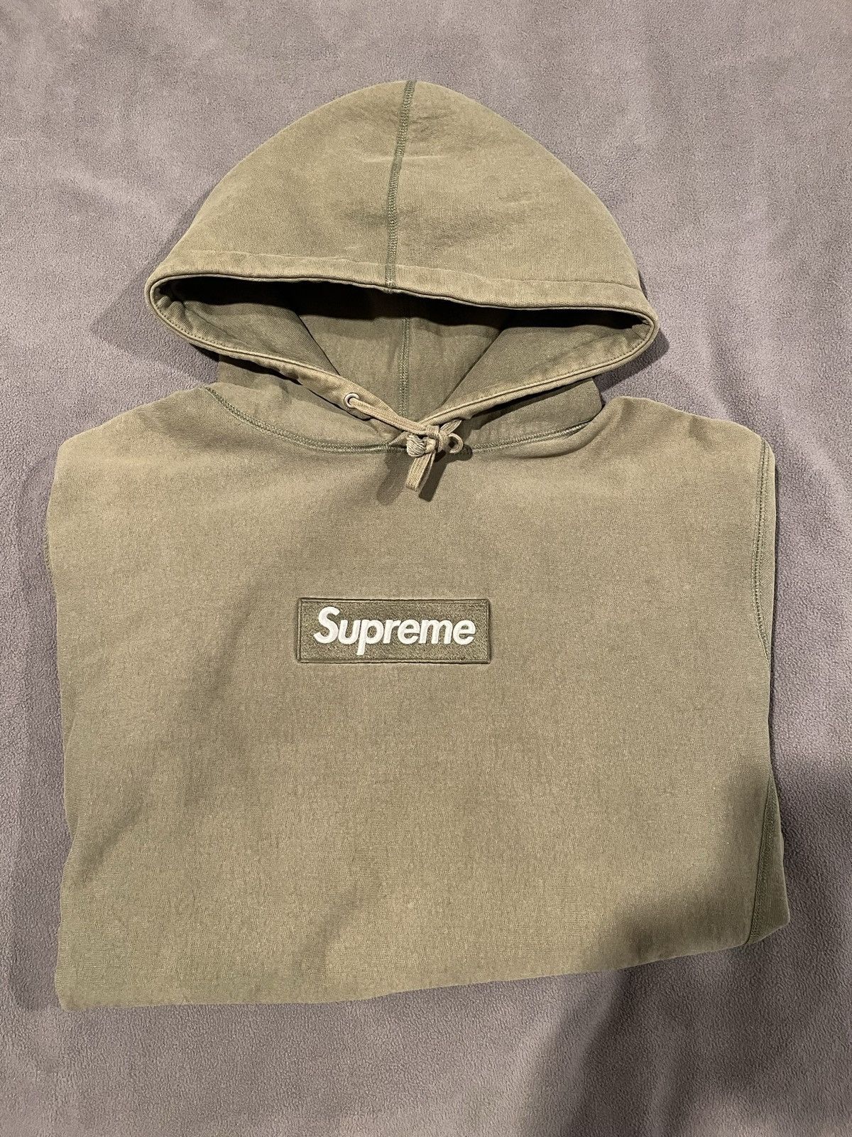 Supreme Olive Box Logo Hoodie | Grailed